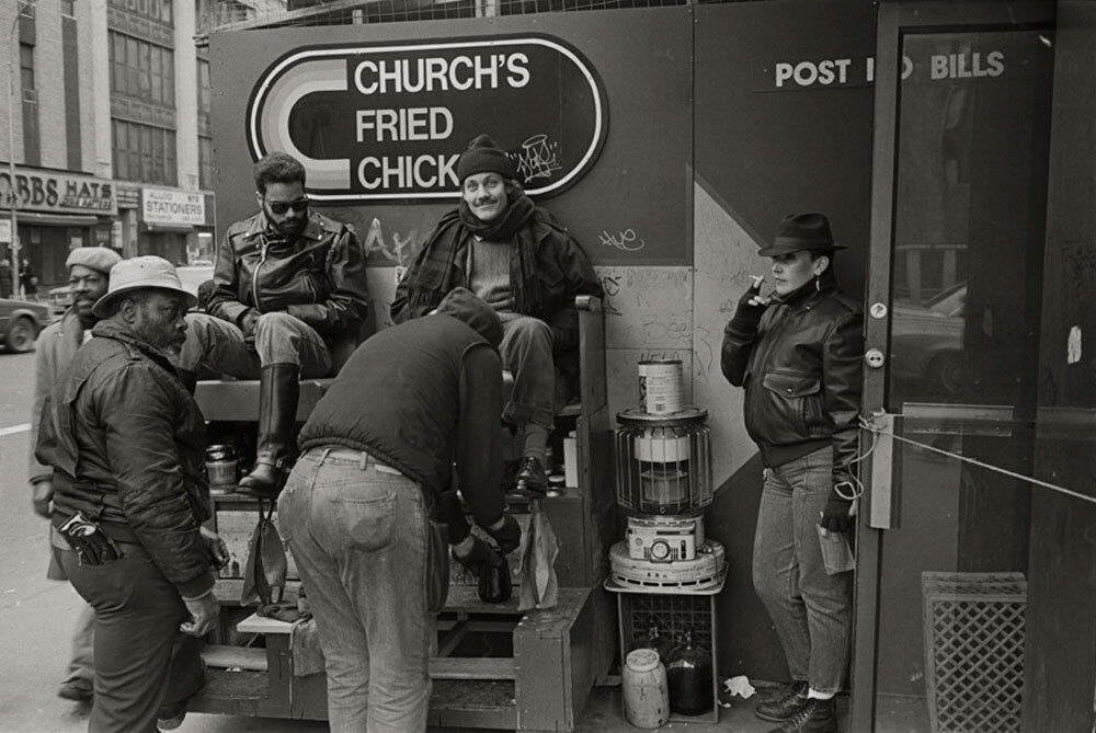  Shoe shine, 42nd St., 1986  Photo: Abe Frajndlich 