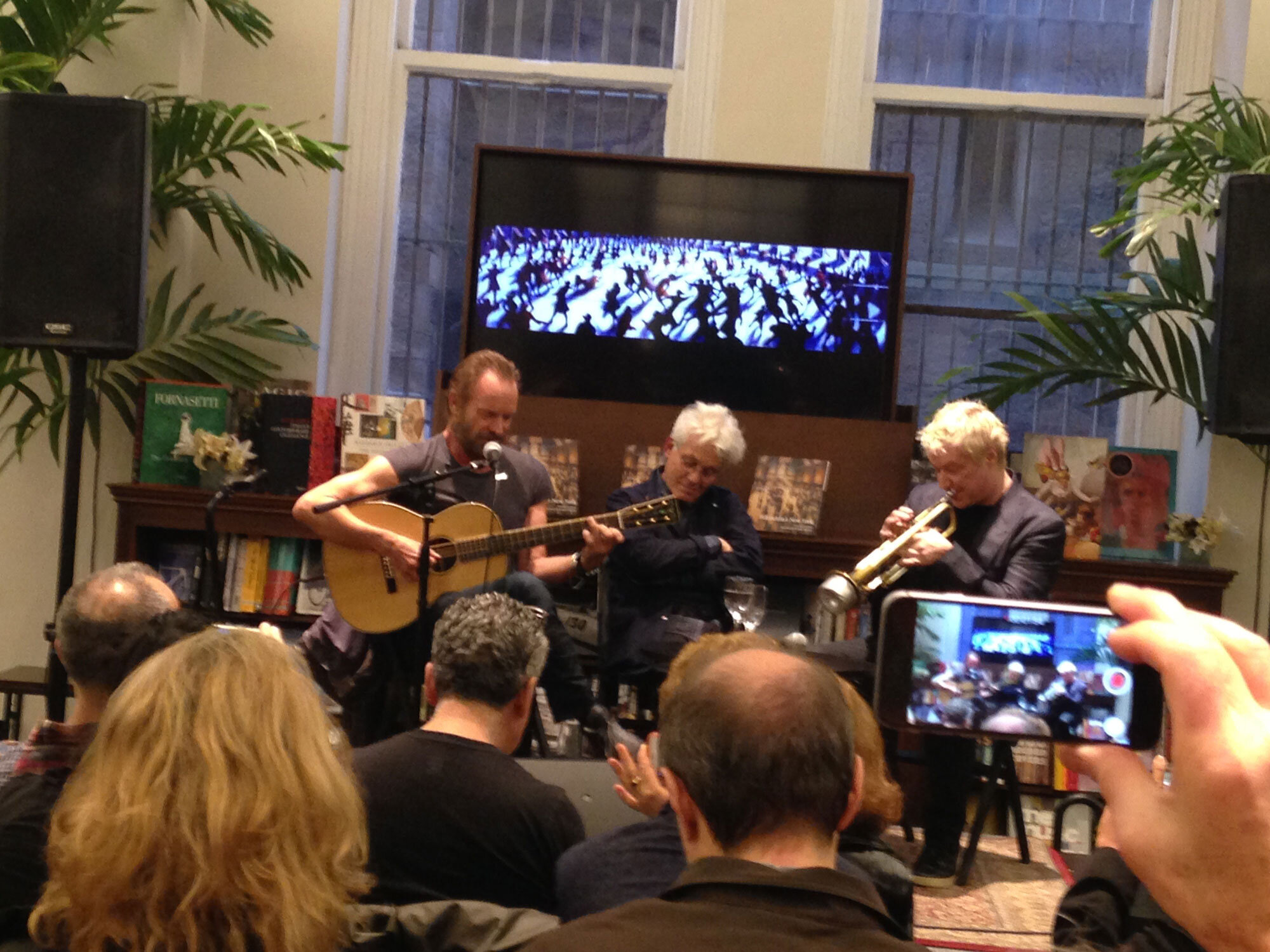  Sting and Chris Boti playing “An Englishman in New York” for Bill Jacklin at a book signing at Rizzoli, New York, 2016 