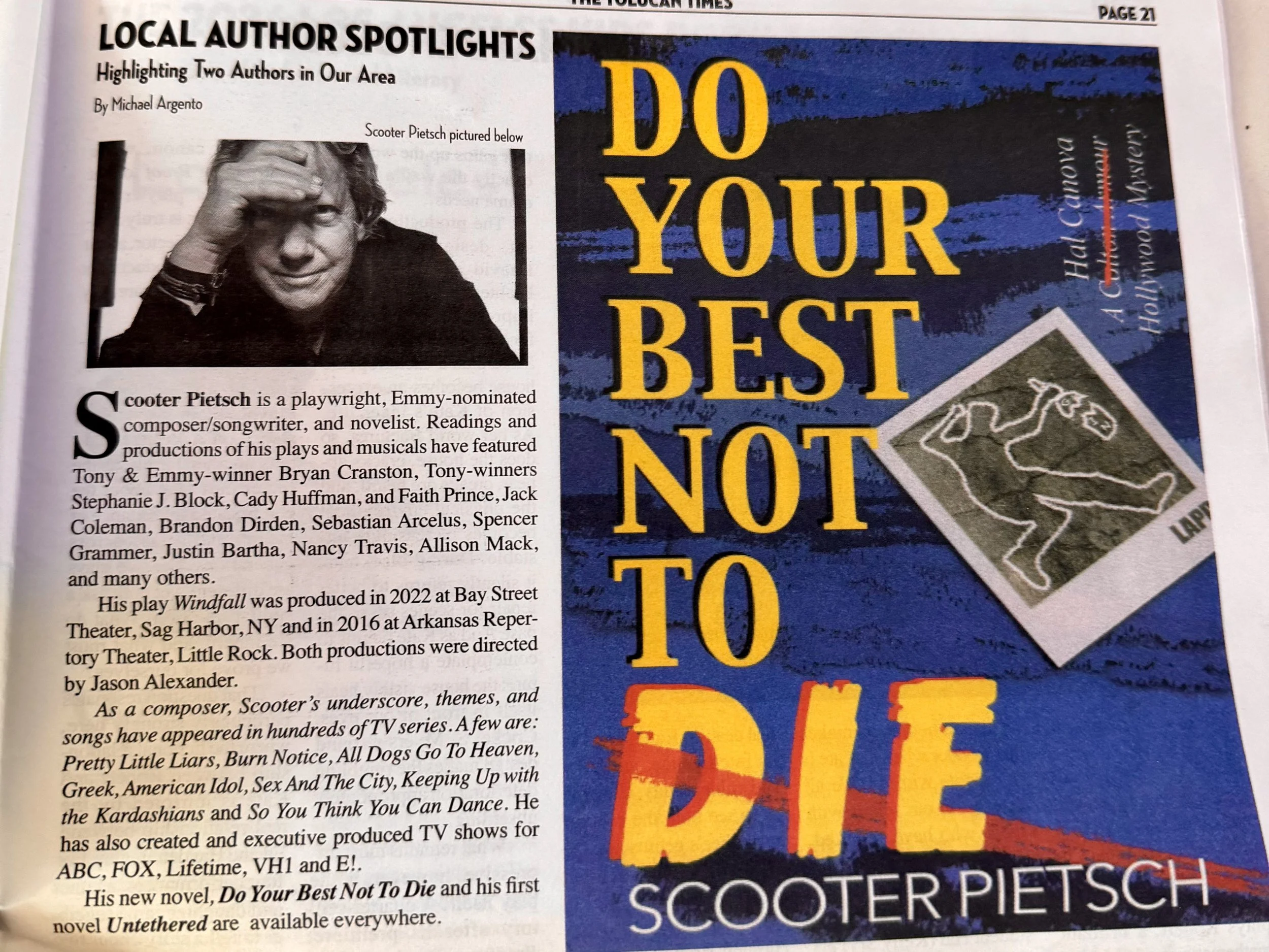 In this month's edition of THE TOLUCAN TIMES (August 2026) check out the feature story on my murder mystery novel DO YOUR BEST NOT TO DIE.
