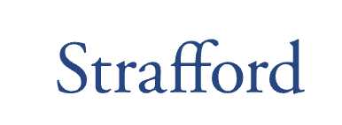 The word 'Strafford' written in blue text.
