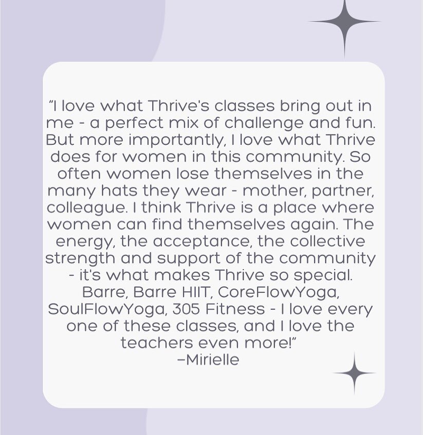 Time for another TUESDAY TESTIMONIAL! 

We are so grateful for your kind words @mcranade 

We ❤️ you Team Thrive! 
.
.
.
.
#ThriveWithUs #PelhamNY #LovePelham #Westchester #IThrive #MakeSweatSexy #Yoga #Barre #tuesdaytestimonial