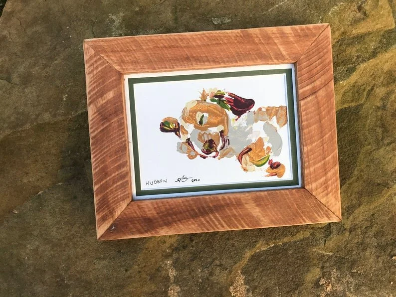  Cherry Sawmill Style Frame created to display a painting of our dachshund Hudson sleeping as a puppy 