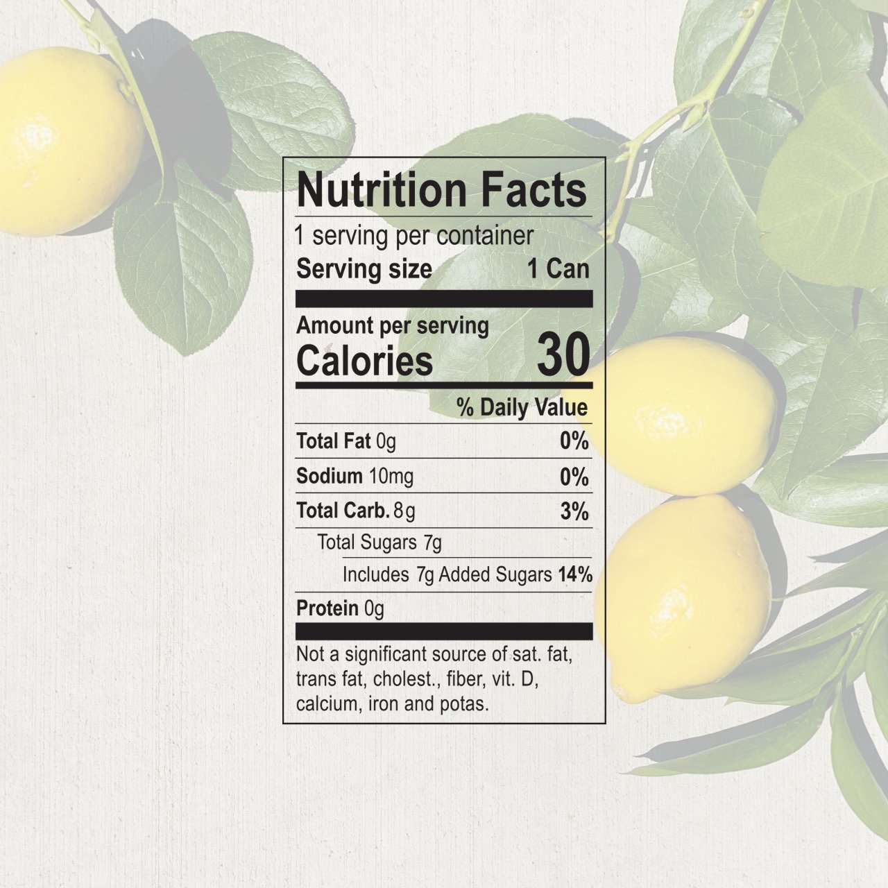 Brighter Tonic Lemon Ginger Turmeric nutritional panel