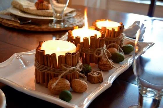 Cinnamon Stick Wrapped Candle