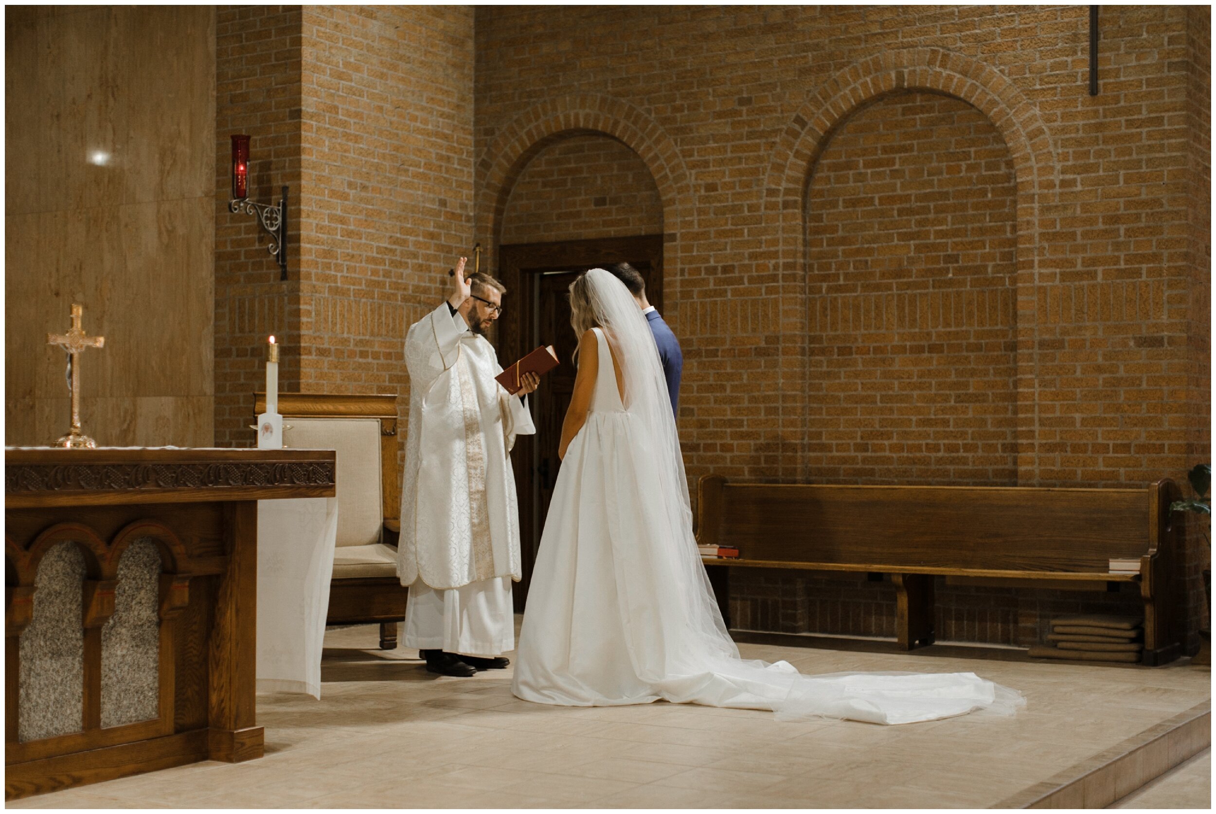 Romantic church wedding ceremony in Brainerd Minnesota photographed by Britt DeZeeuw