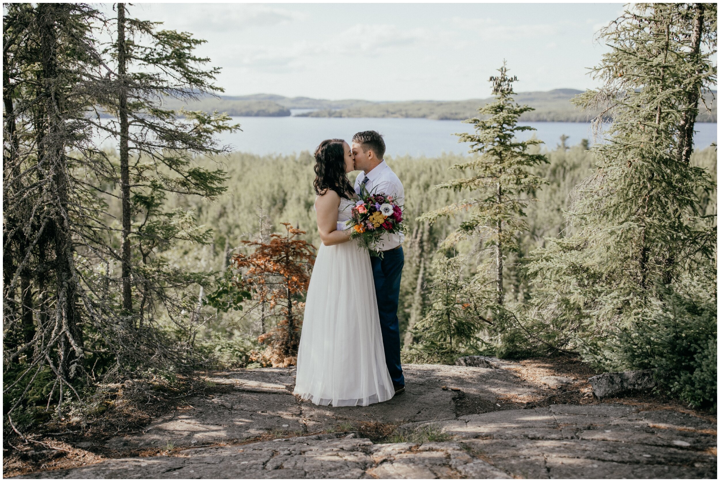 Northern Minnesota elopement at lookout point on the gunflint trail