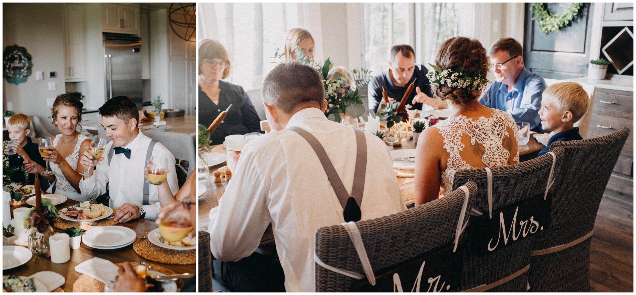 Intimate wedding ceremony reception at lakeside cottage in Brainerd, Minnesota