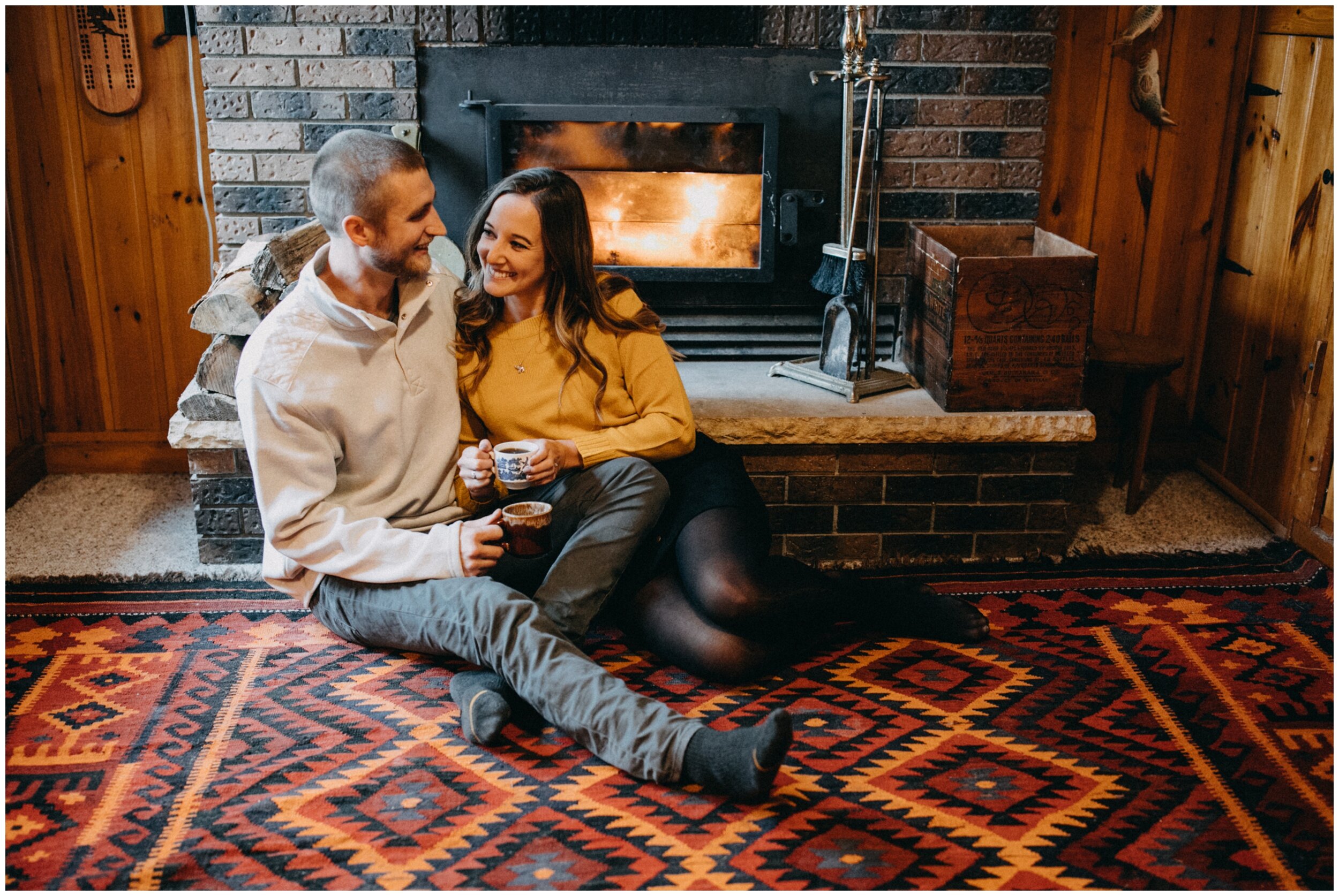 Fall cabin engagement session in northern Minnesota