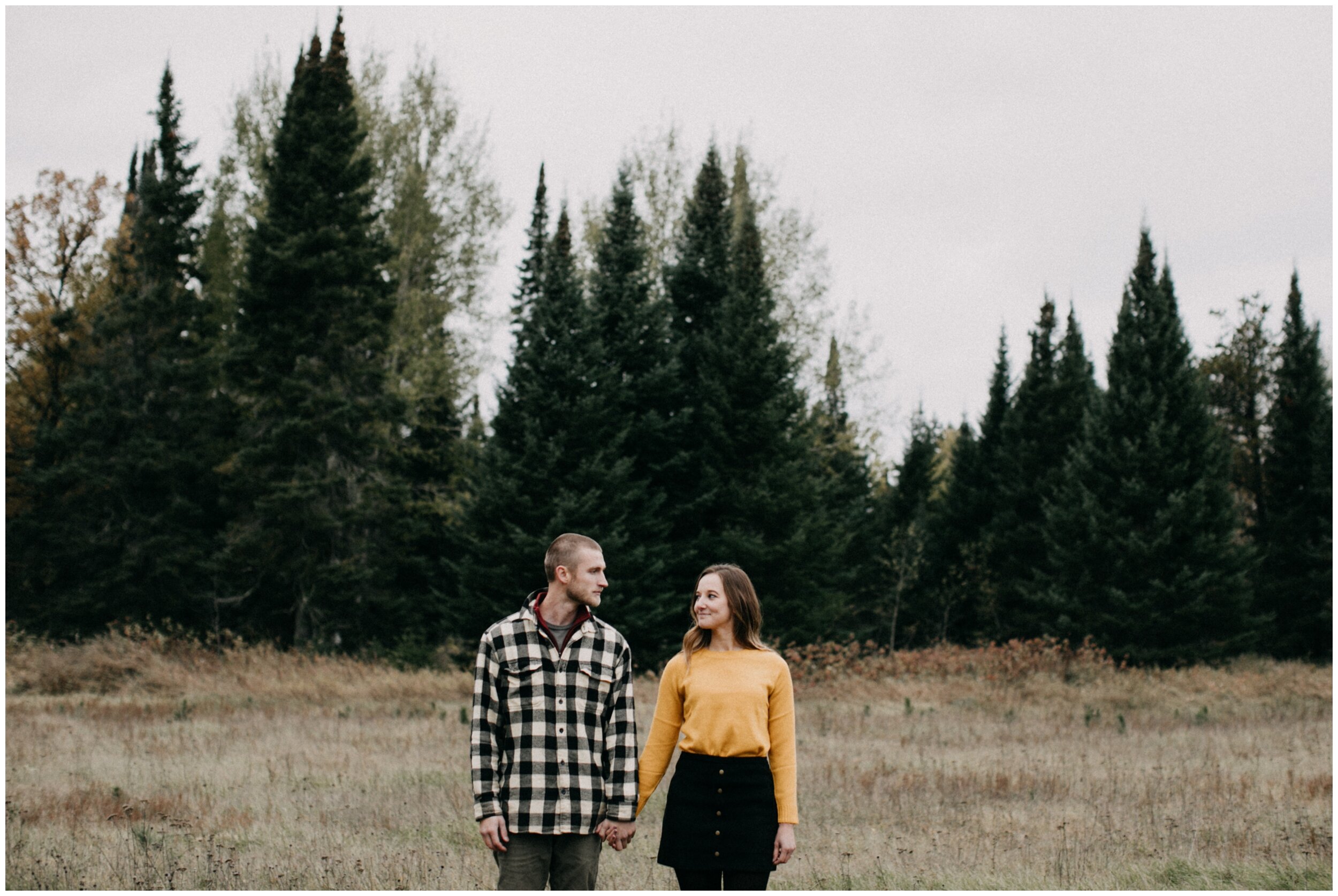 Northern Minnesota Pine tree forest October engagement
