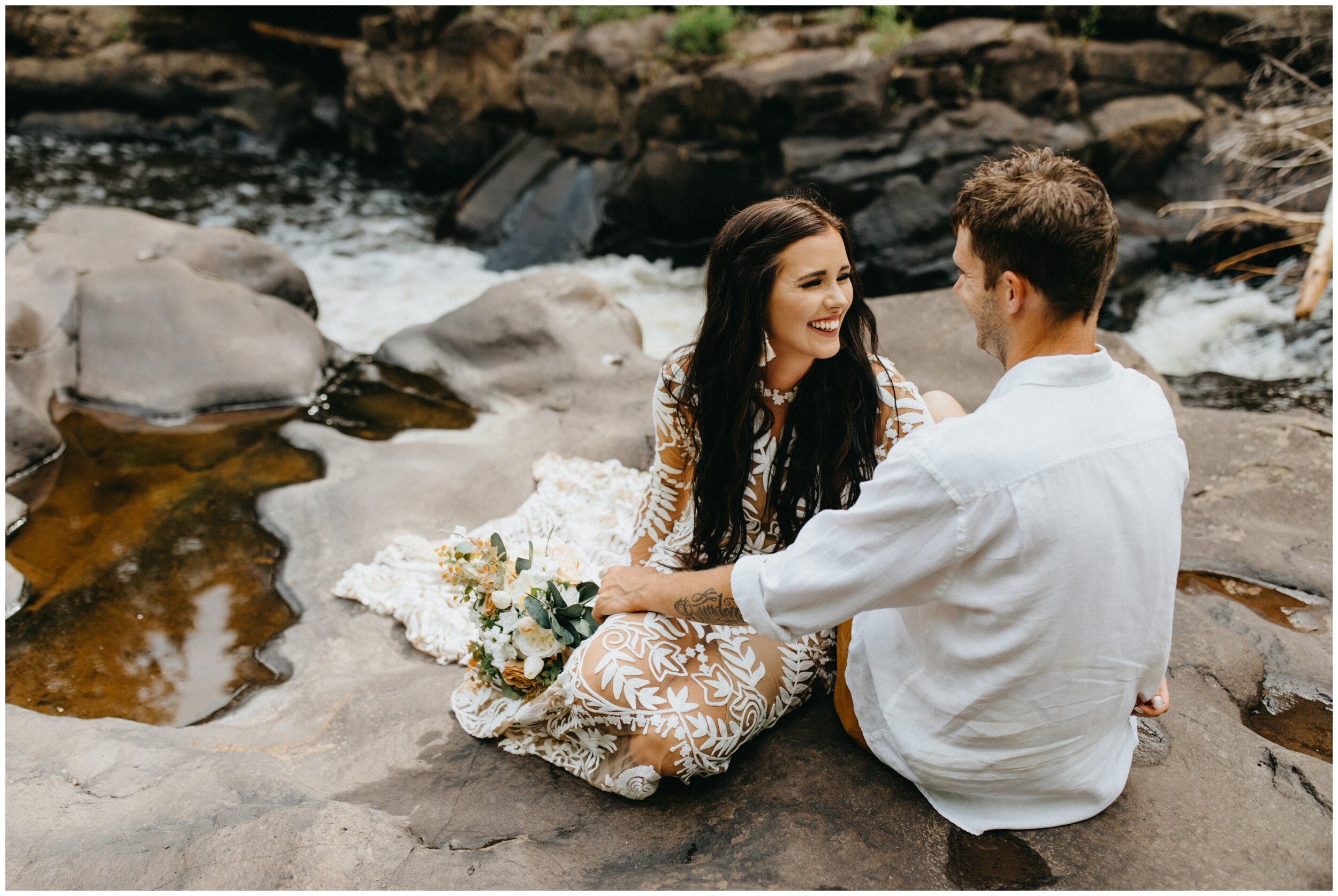Lutsen Minnesota waterfall elopement