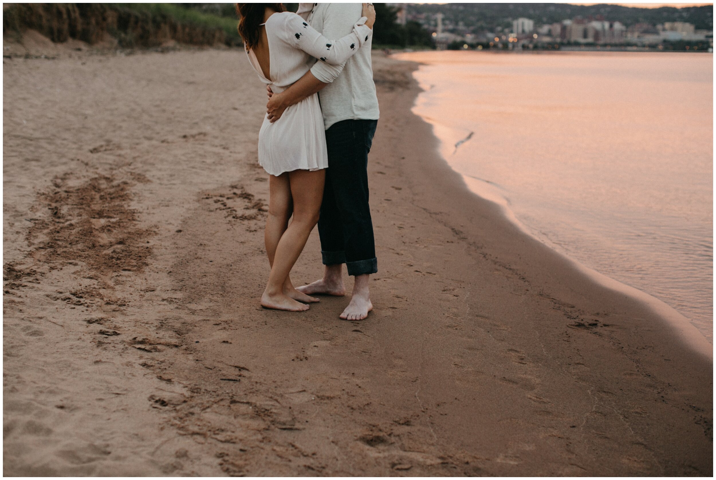 Minnesota sandy beach engagement session