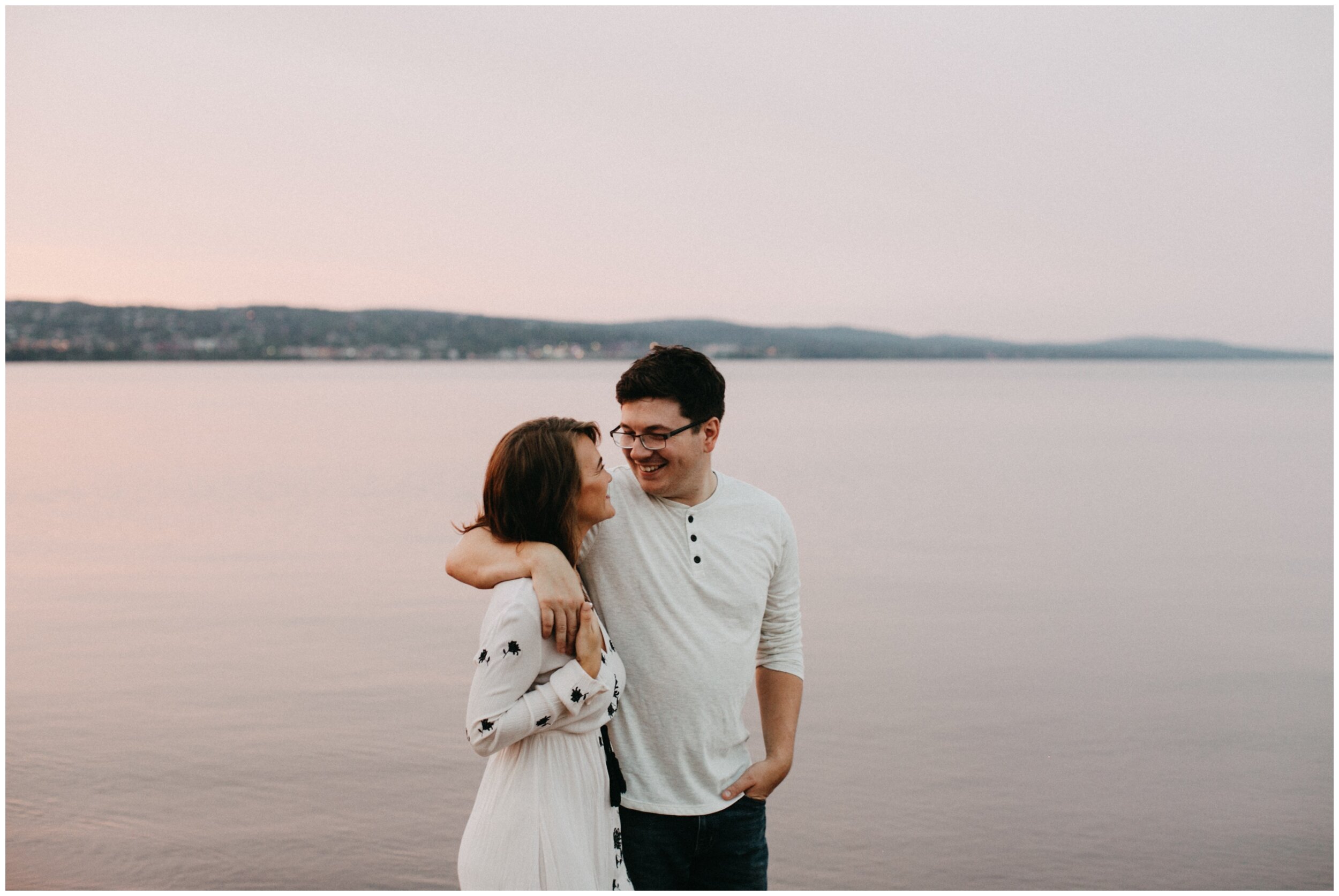 North shore Minnesota engagement session during sunset