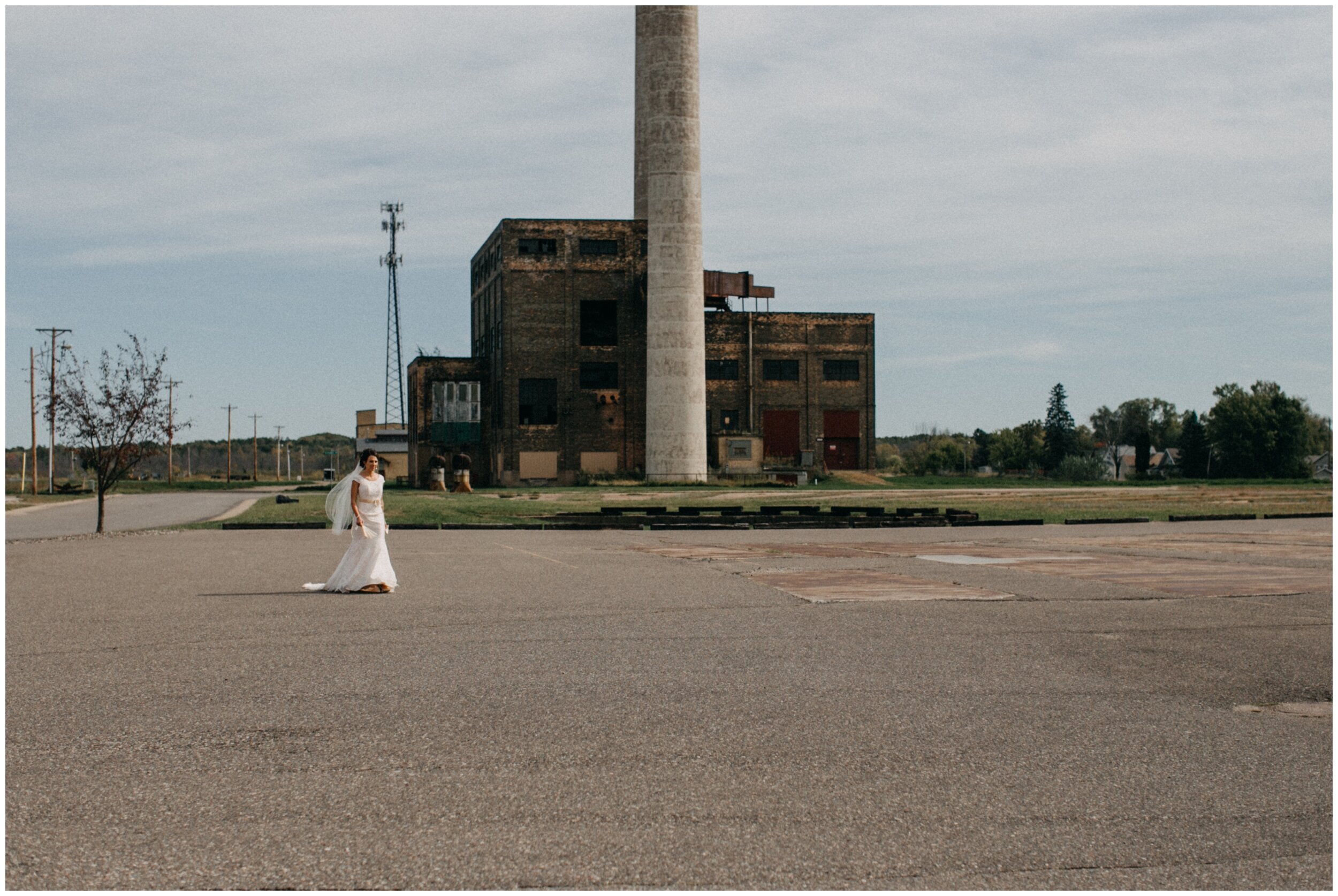 Bride and groom first look at the northern pacific center in Brainerd, Minnesota