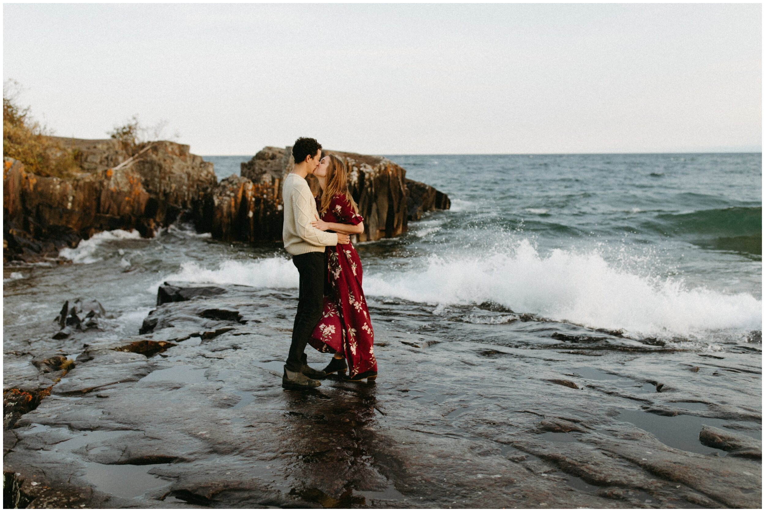 Intimate fall engagement session at Artist Point in Grand Marais Minnesota photographed by Britt DeZeeuw
