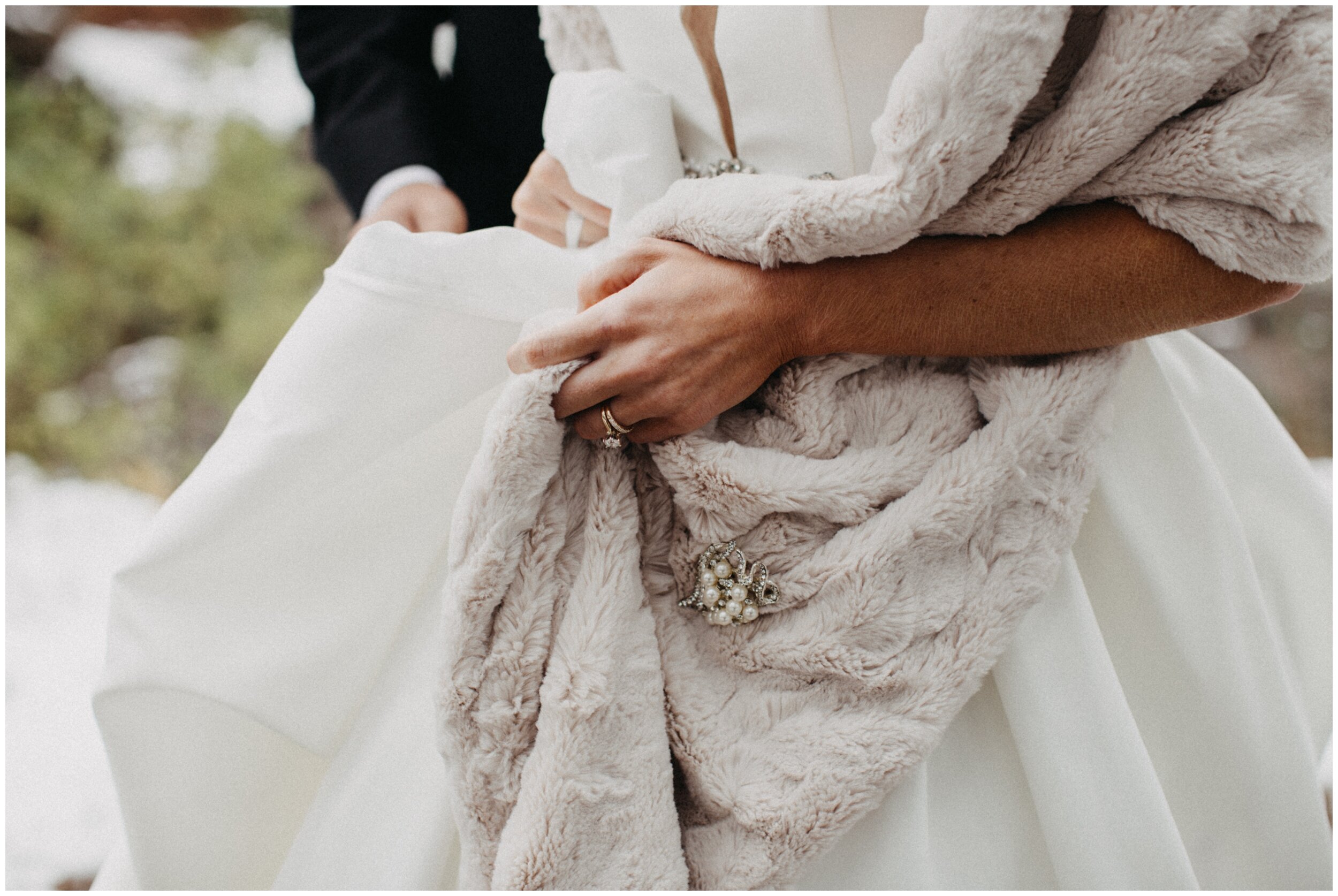 Elegant wintery bridal shawl