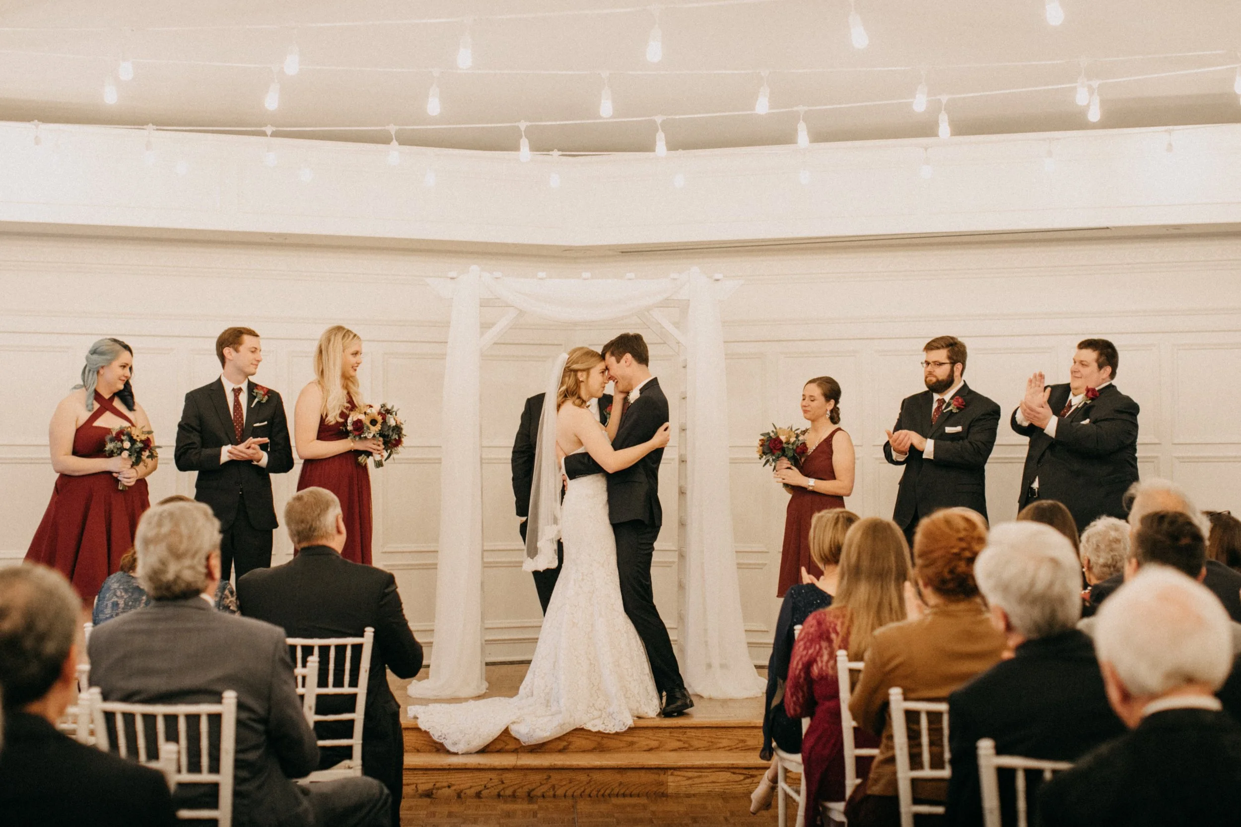 Groom crying during wedding ceremony at the St Paul College Club