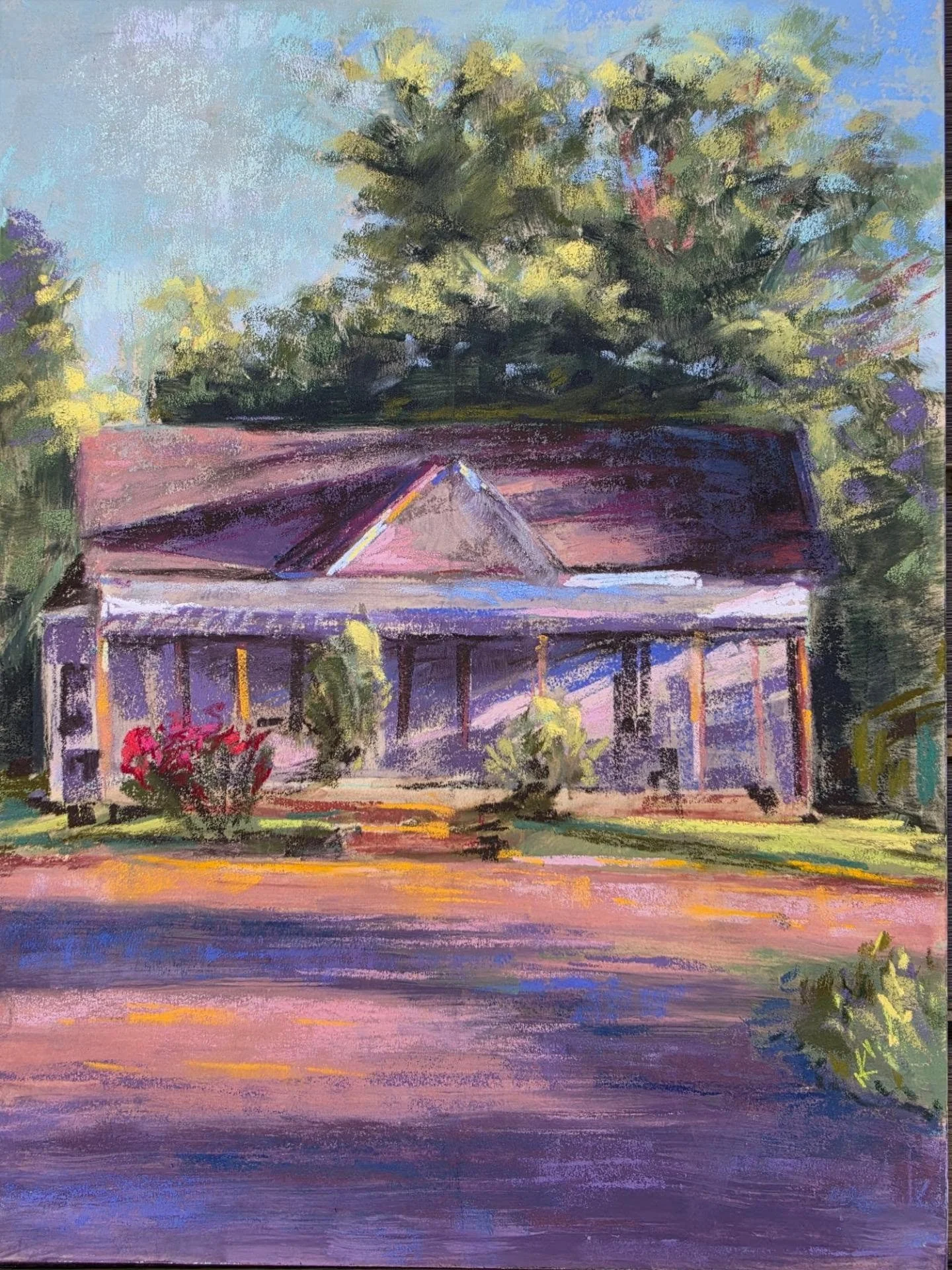 Nancy King Mertz Workshop at IAPS 2026 I'm working from a photo 📸 I took of an abandoned home in Bonhan Texas. One point perspective.  I loved the way the light was hitting this home.  Once lived in &amp; cared for now falling down and empty. 

I ha
