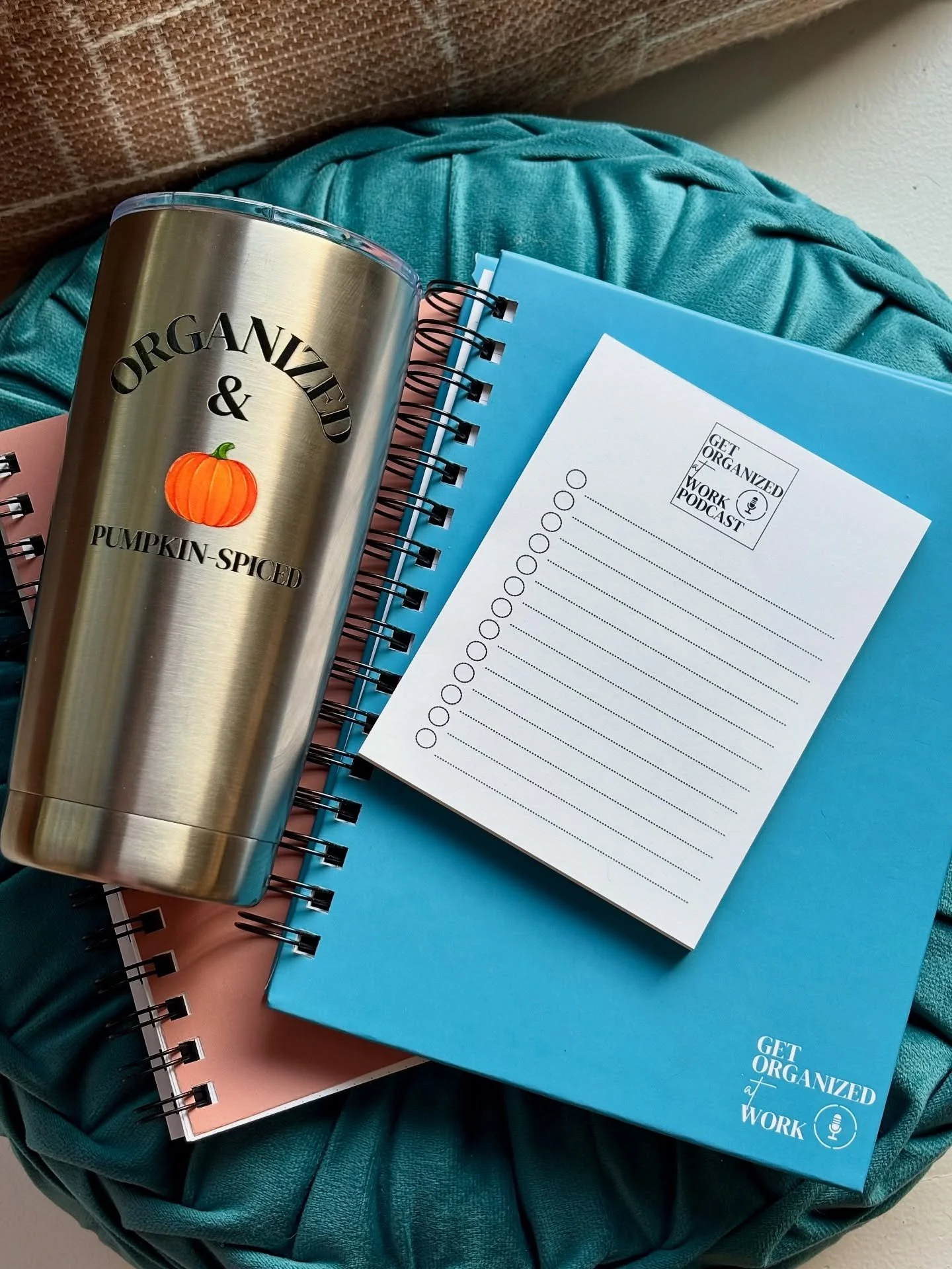 Merch is here! I thought, why not?! Can you imagine, listening to the podcast on Monday morning while you get organized with your new podcast notepad or tumbler?! ✅ 📝 

🩵Pre-orders are open until Monday, 9/15! Shop is linked in my bio to check ever