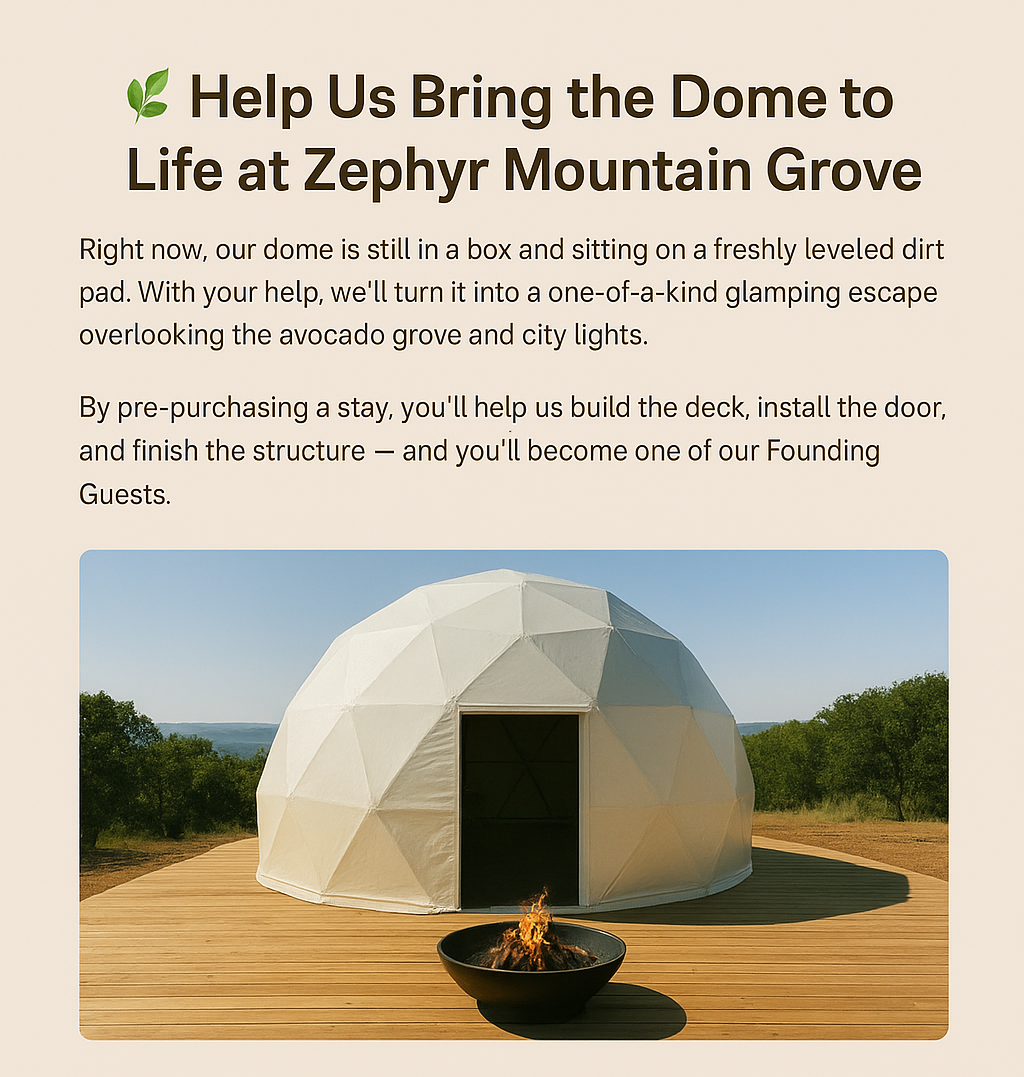 Mock up glamp dome image of future dome site