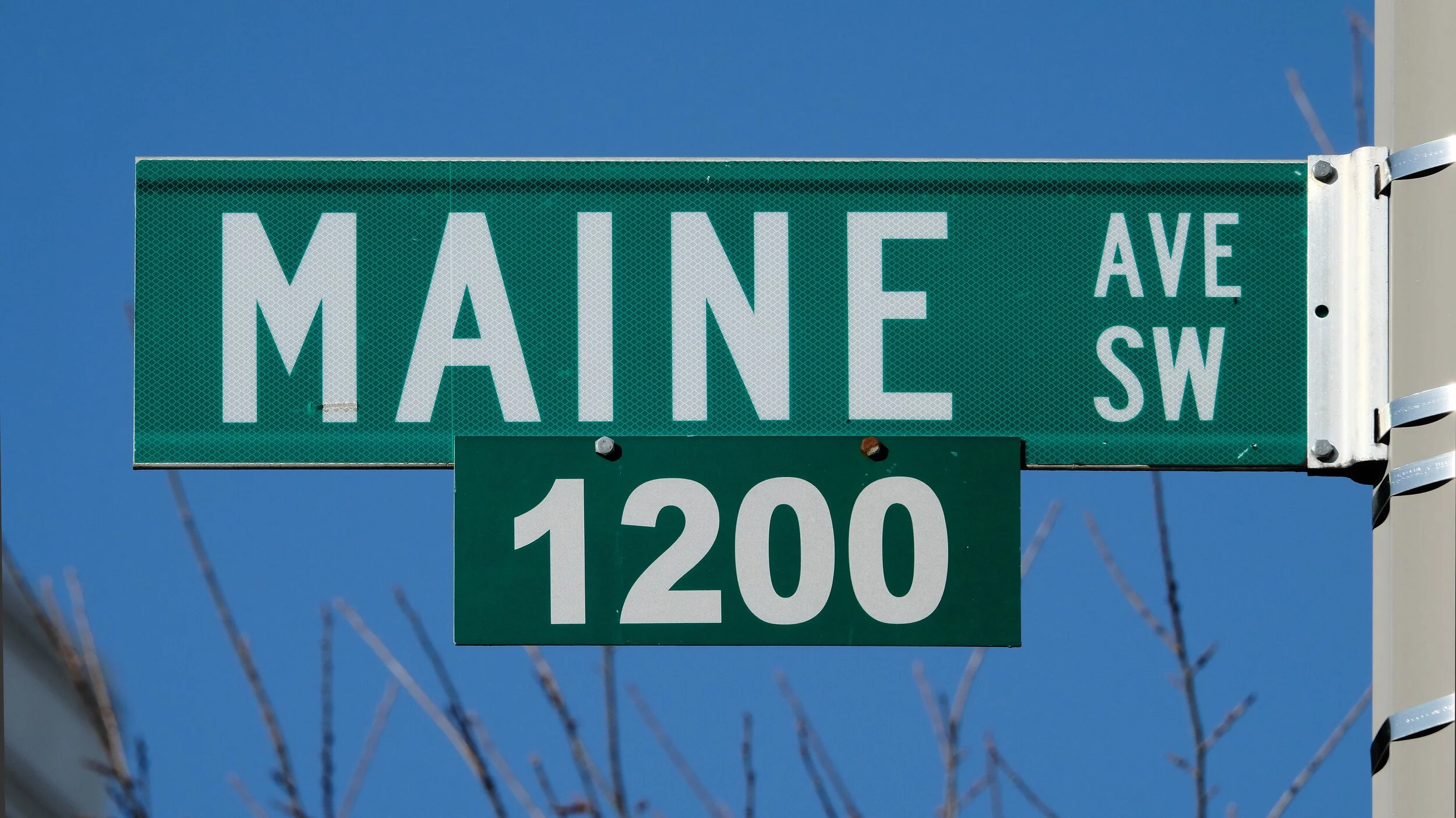 Street sign for `Maine Avenue in Washington, DC