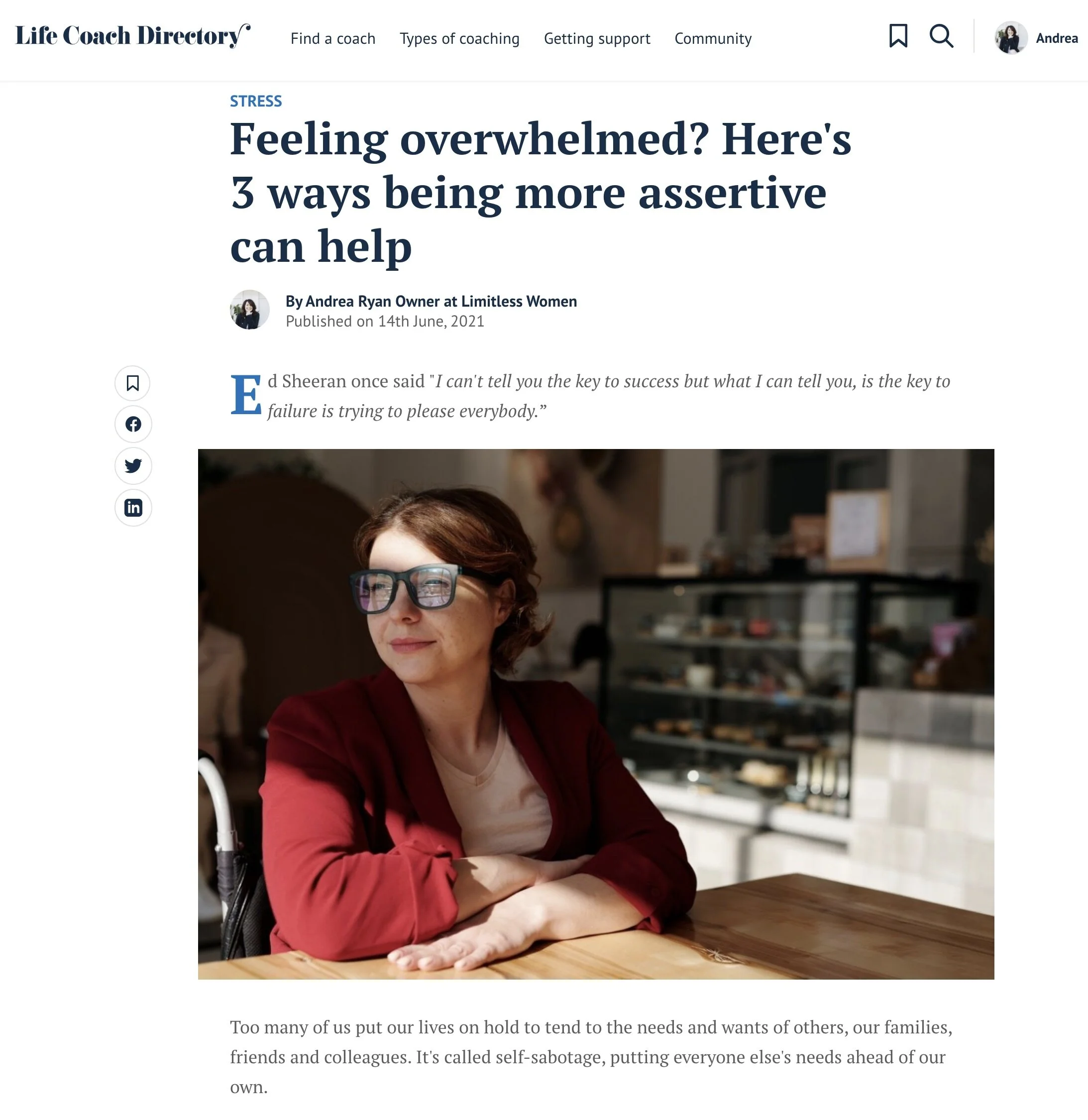 Feature Article - Life Coach Directory