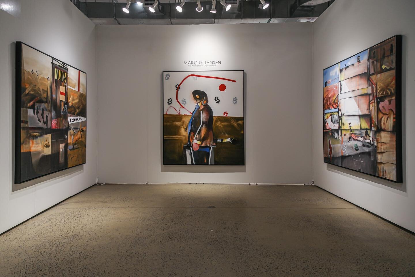 Opening to the public today, @richardbeaversgallery + @ilekun.wa  collaborative presentation of @marcus__jansen &lsquo;s Themed and titled solo booth, &ldquo;The Aesthetics of Displacement&rdquo; at @futurefairs 
.
The collection of works combines Ja