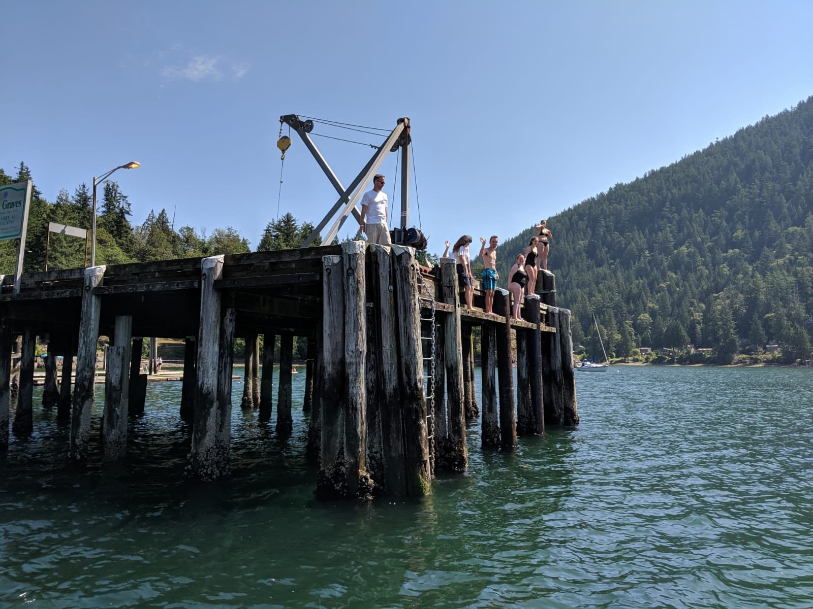 Permies lined up for a wharf jump, 2019