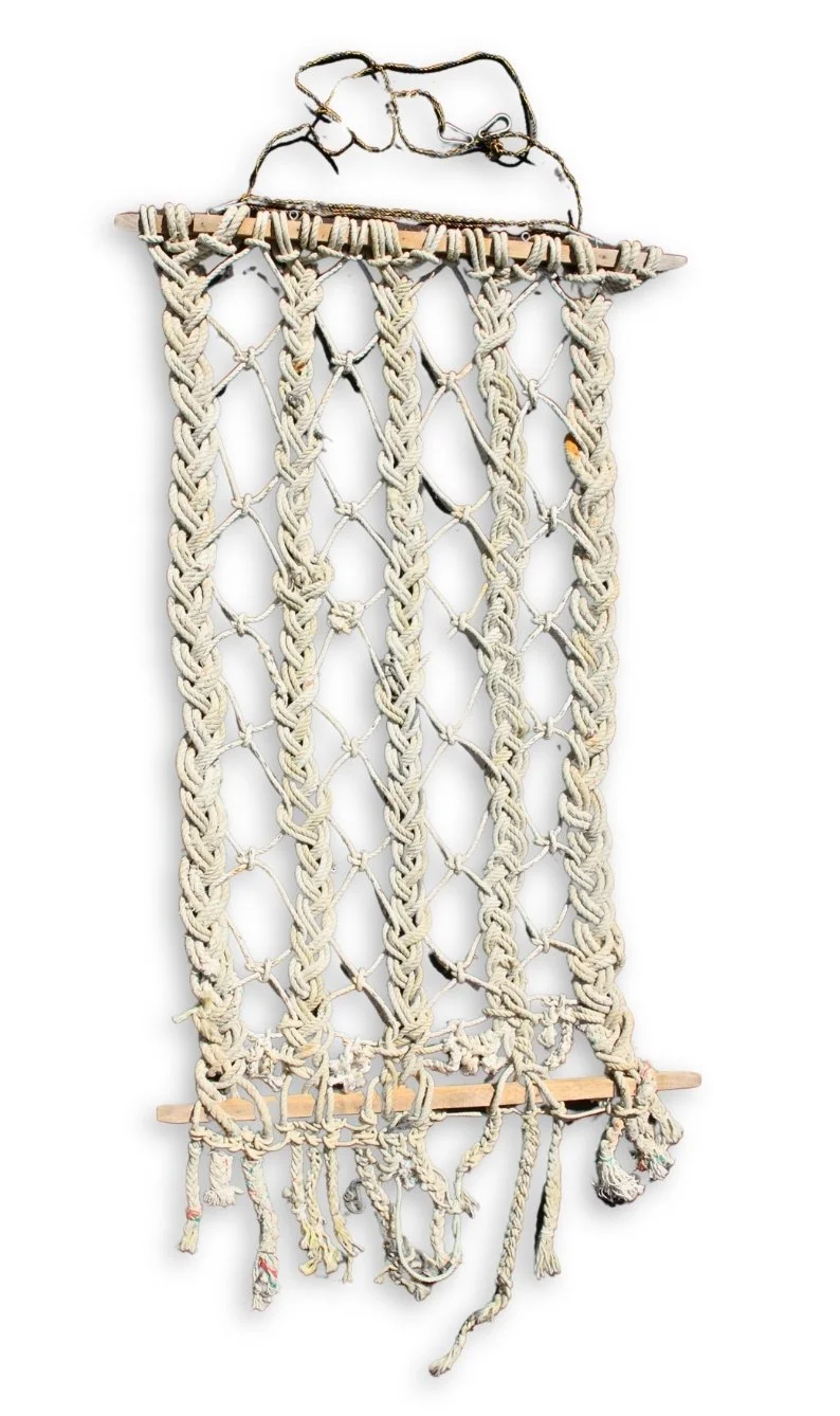 Braids and Nets, braided fishing net, 132 x 72, 2019