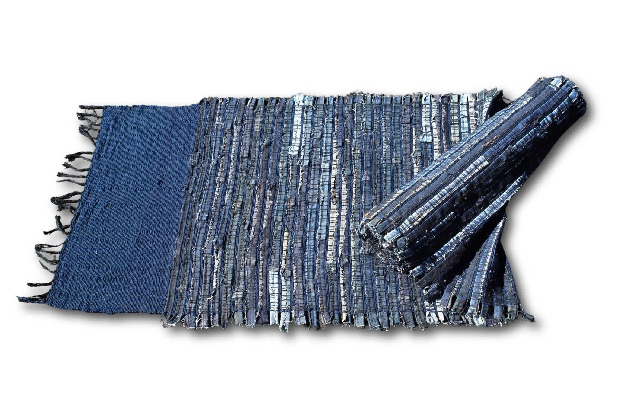 Fabric Roll, cotton thread and denim, 135 x 24, 2022
