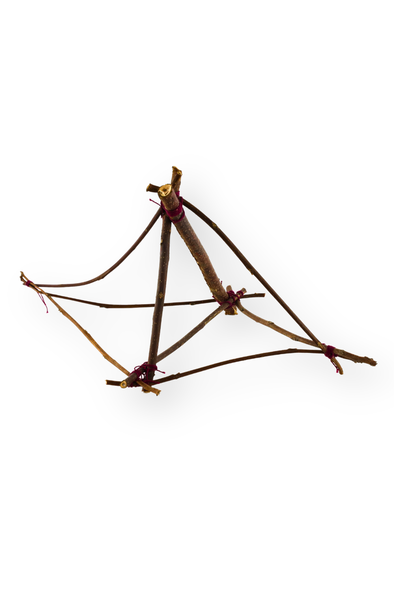 Triangular Pyramid (3), kite shape with red cord and yarn