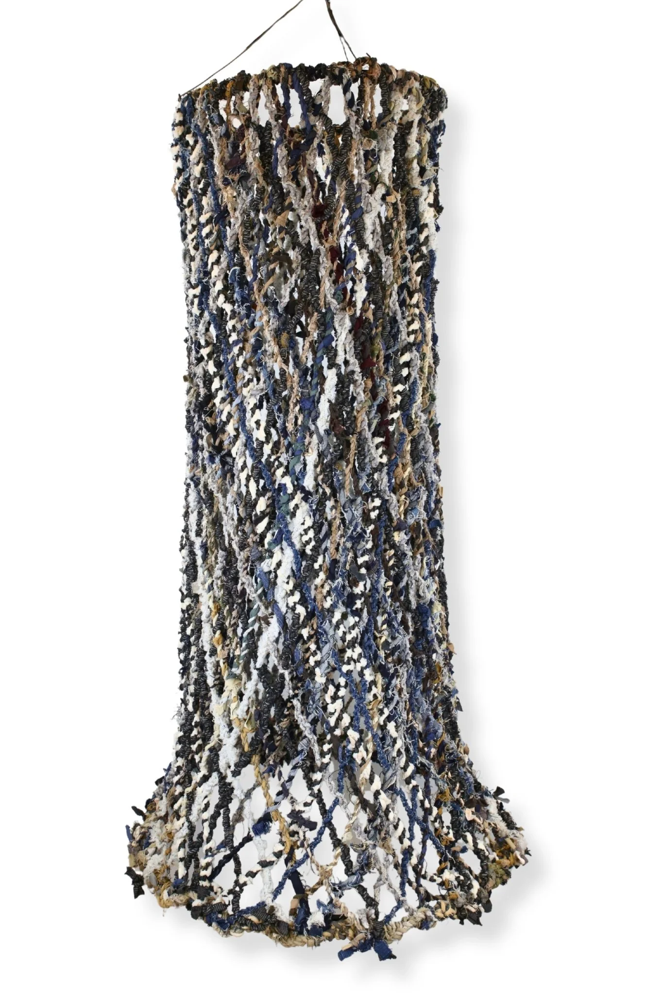Cylindrical Net, mattress fabric rope, polyester, 44 x 24, 2023