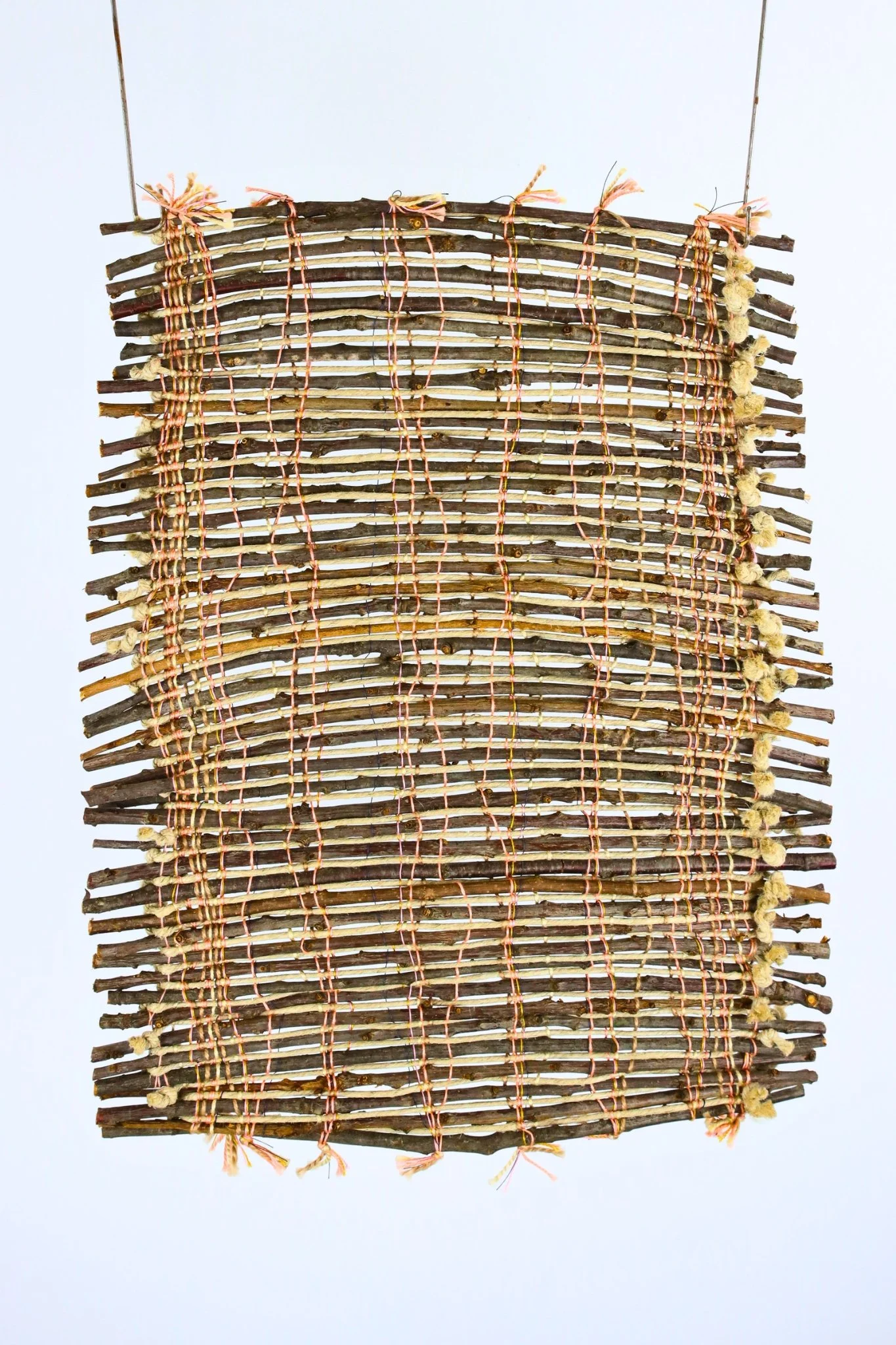 Sticks (9), 17 x 13, woven stick & cord alternating