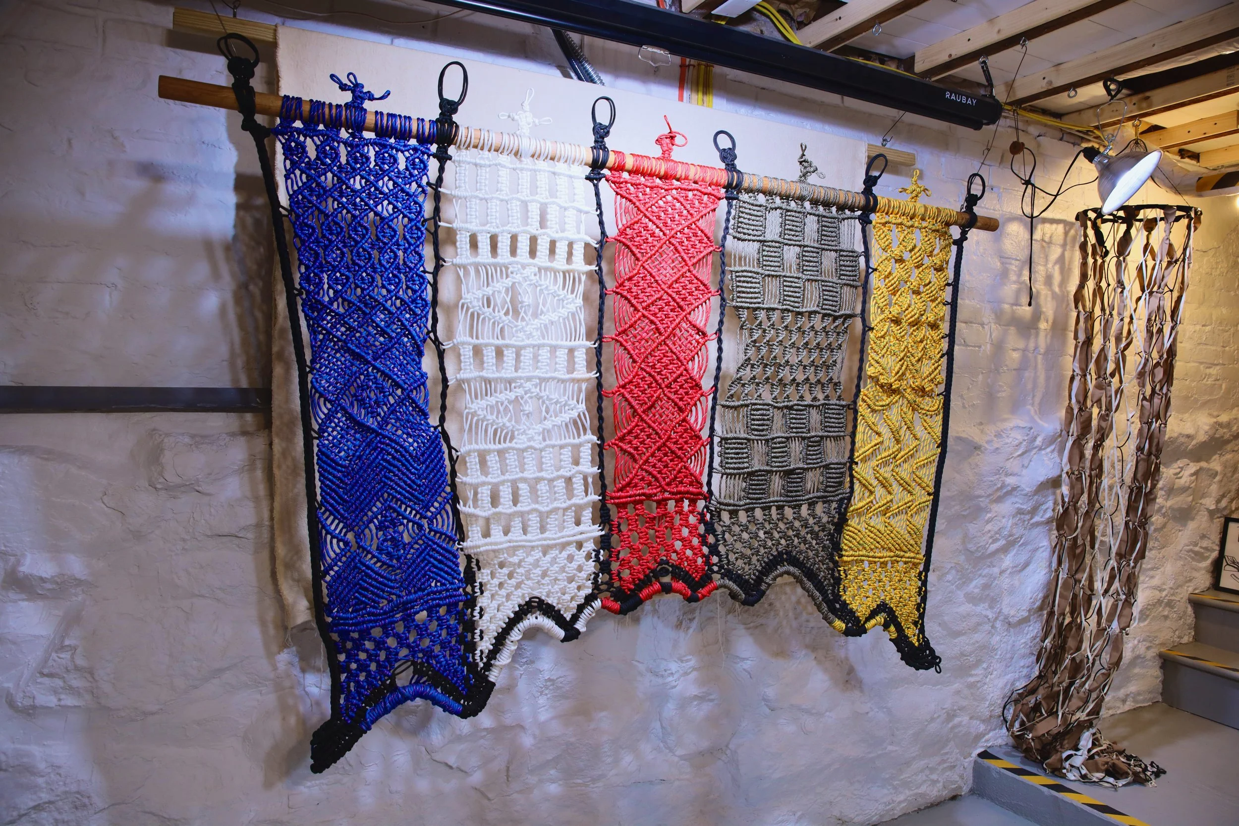 Paracord Macrame Panel with 5 Element Colors and Black Border