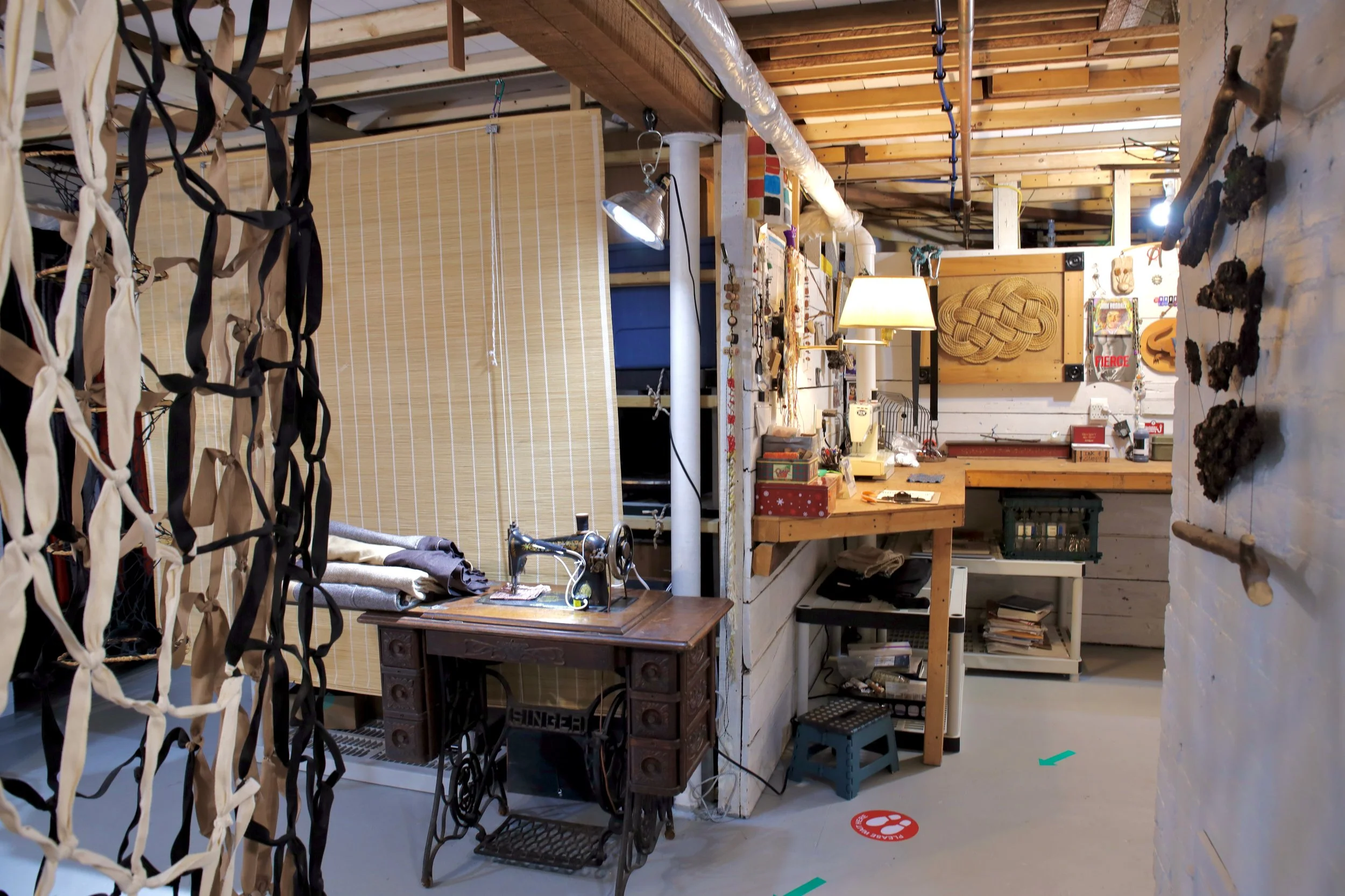 View Backwards of Desk and Bark Sculpture