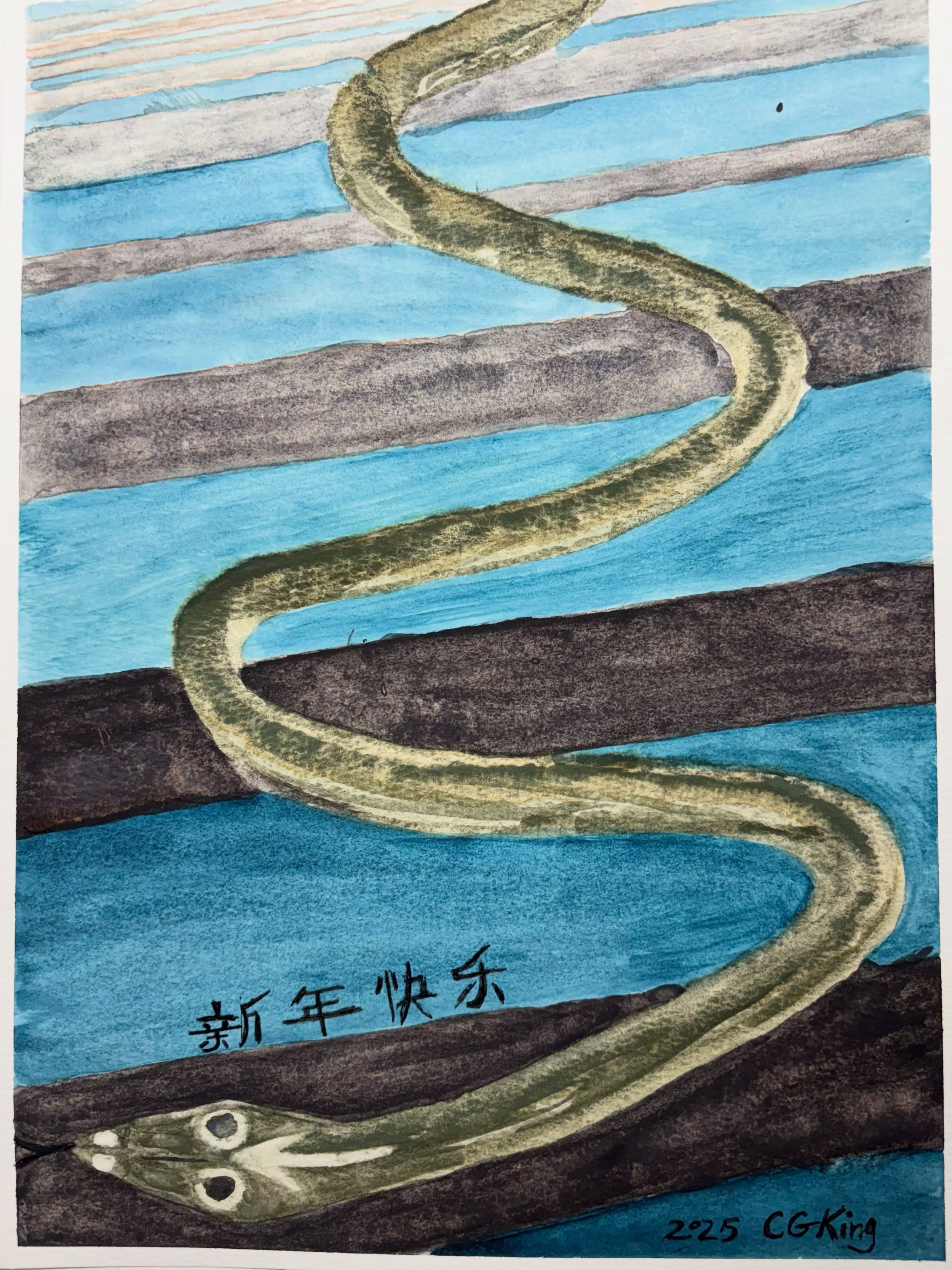 Year of the Snake, 9" x 12", 2025