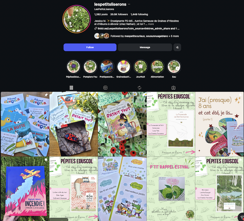 Bienfaits de la littérature jeunesse : recommandation de compte Instagram Les Petits Liserons