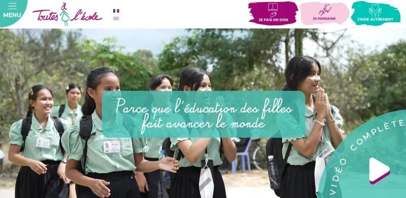 Offrir la sécurité affective et l'éducation à des centaines de petites filles cambodgiennes : objectif atteint pour Tina Kieffer et son équipe à travers l'association Toutes à l'école - Page d'accueil du site web
