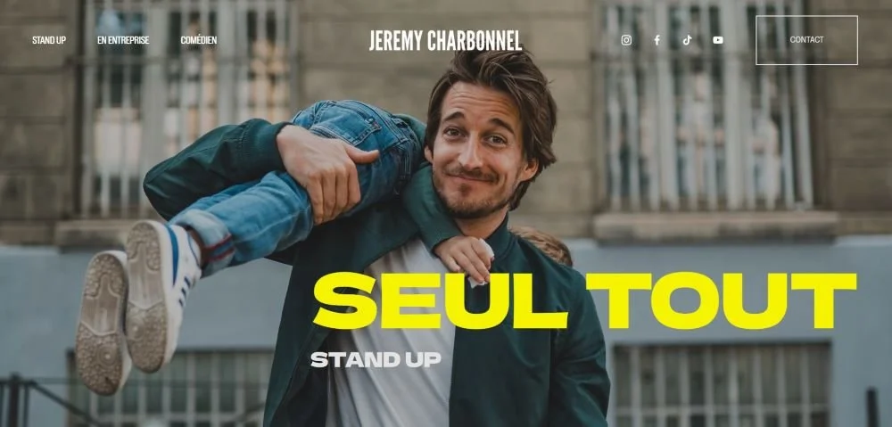 Qu'est-ce qu'être un bon parent ? : la vision de Jérémy Charbonnel - Page d'accueil de son site web avec titre de son spectacle de stand up