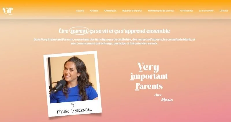 Parentalité bienveillante : le podcast de Marie Perarnau, VIP chez Marie, reçoit des personnalités pour parler parentalité.