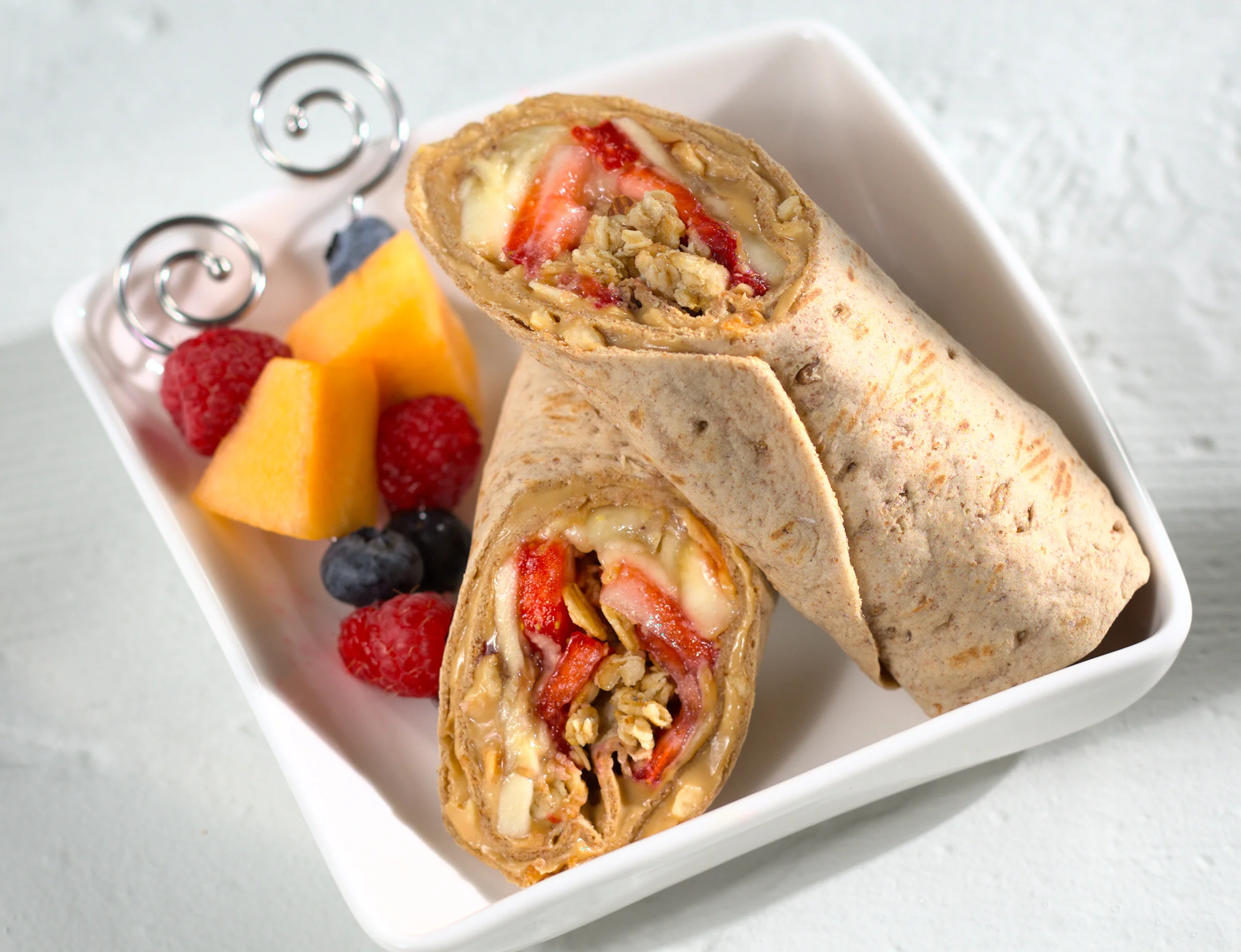 Peanut Butter and Fruit Breakfast wrap Healthy Breakfast Meal Ideasjpg