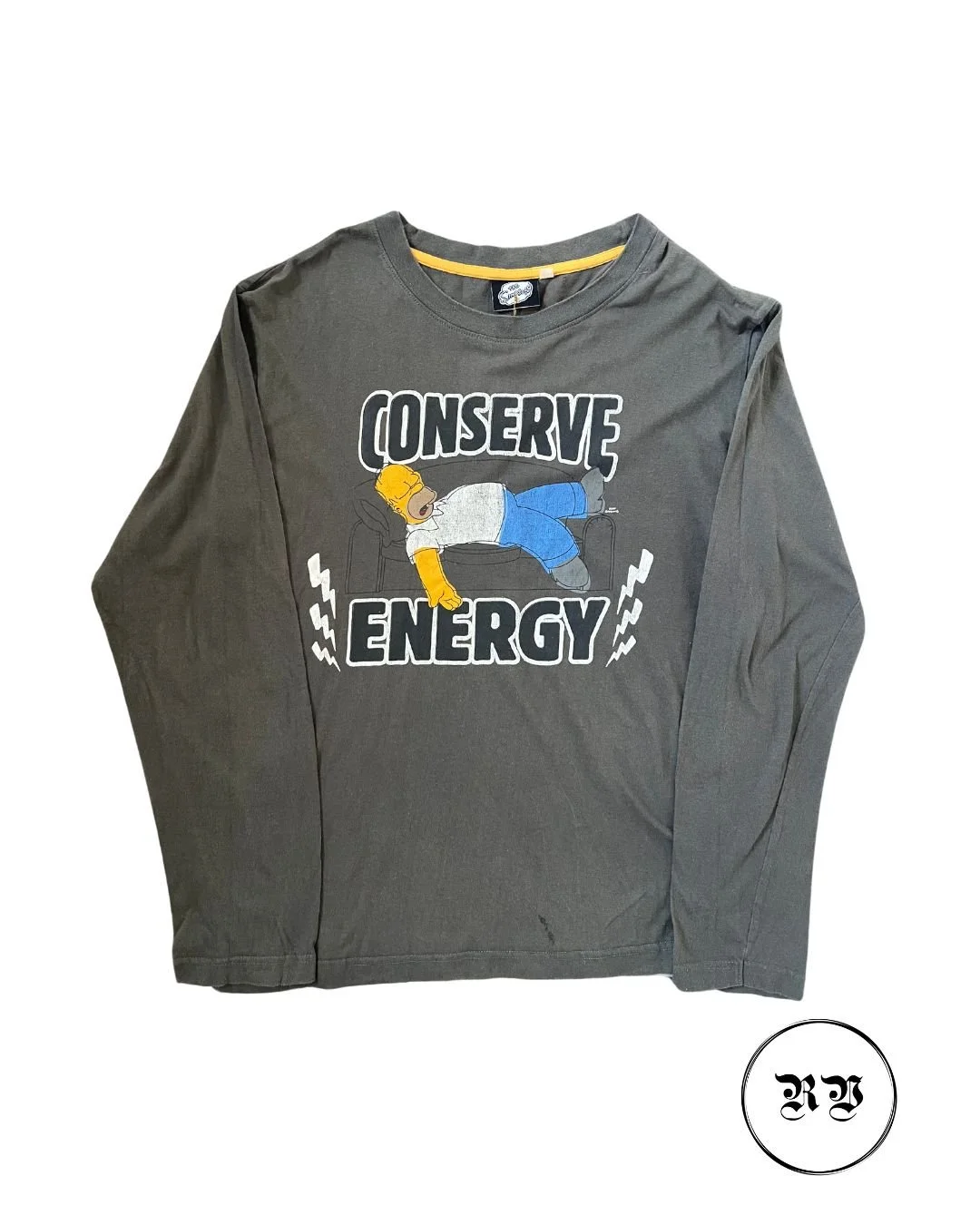 VINTAGE HOMER SIMPSON GREY LONG SLEEVES TEE SHIRT