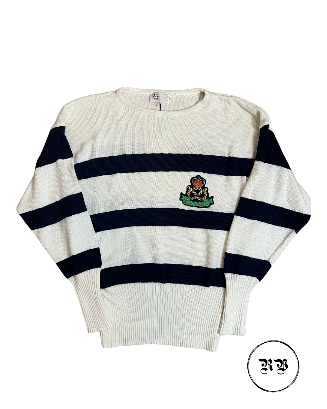 VINTAGE STRIPED ROYAL NAVY COTTON JUMPER