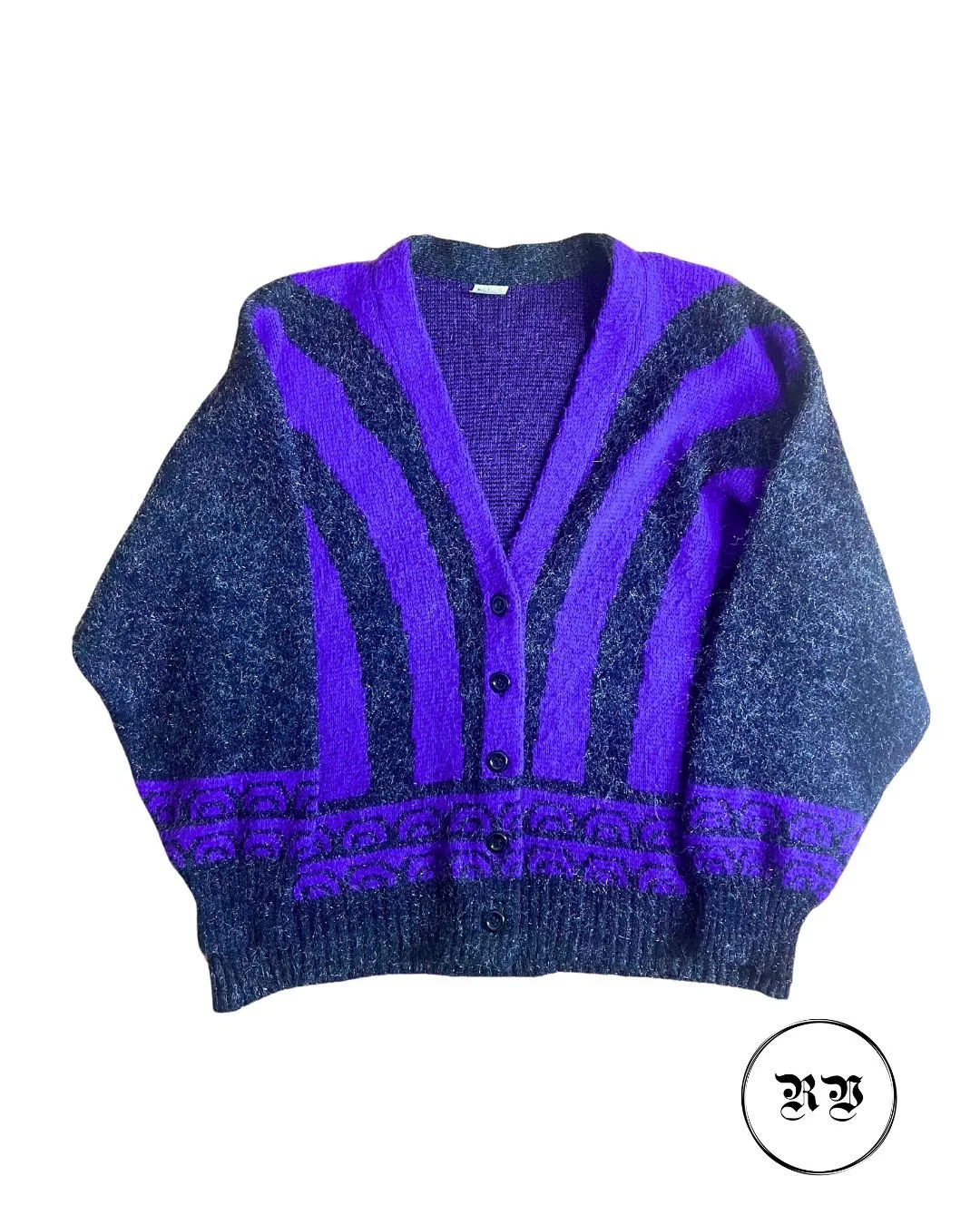 VINTAGE PURPLE & BLACK FOLK CARDIGAN