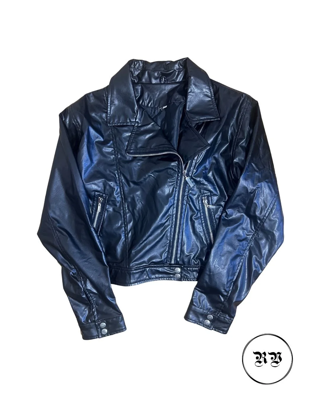 VINTAGE BLACK FAUX LEATHER PERFECTO JACKET