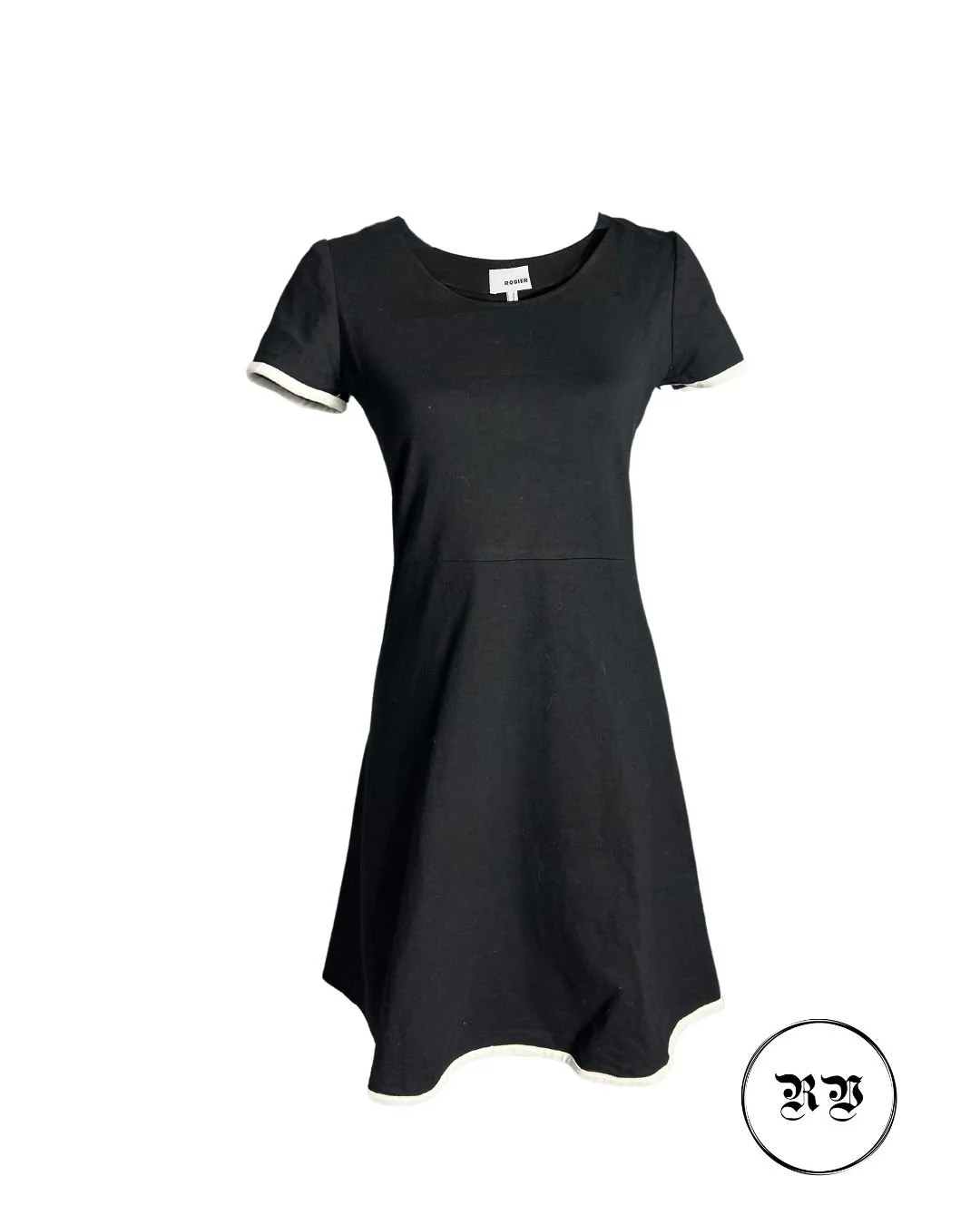 DESIGNER - VINTAGE RODIER BLACK & WHITE BABYDOLL MIDI DRESS