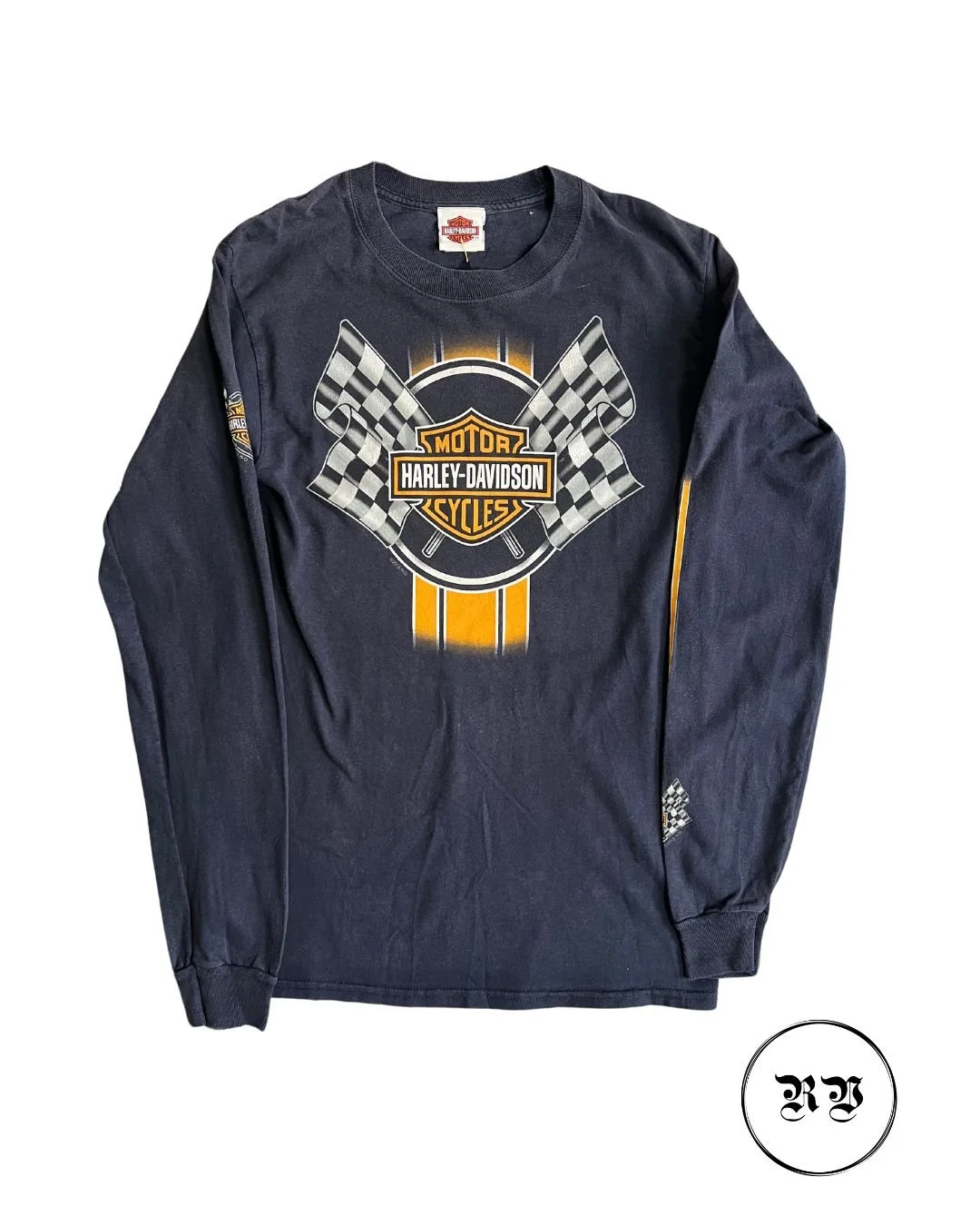 VINTAGE HARLEY DAVIDSON LONG SLEEVES NAVY BLUE T-SHIRT