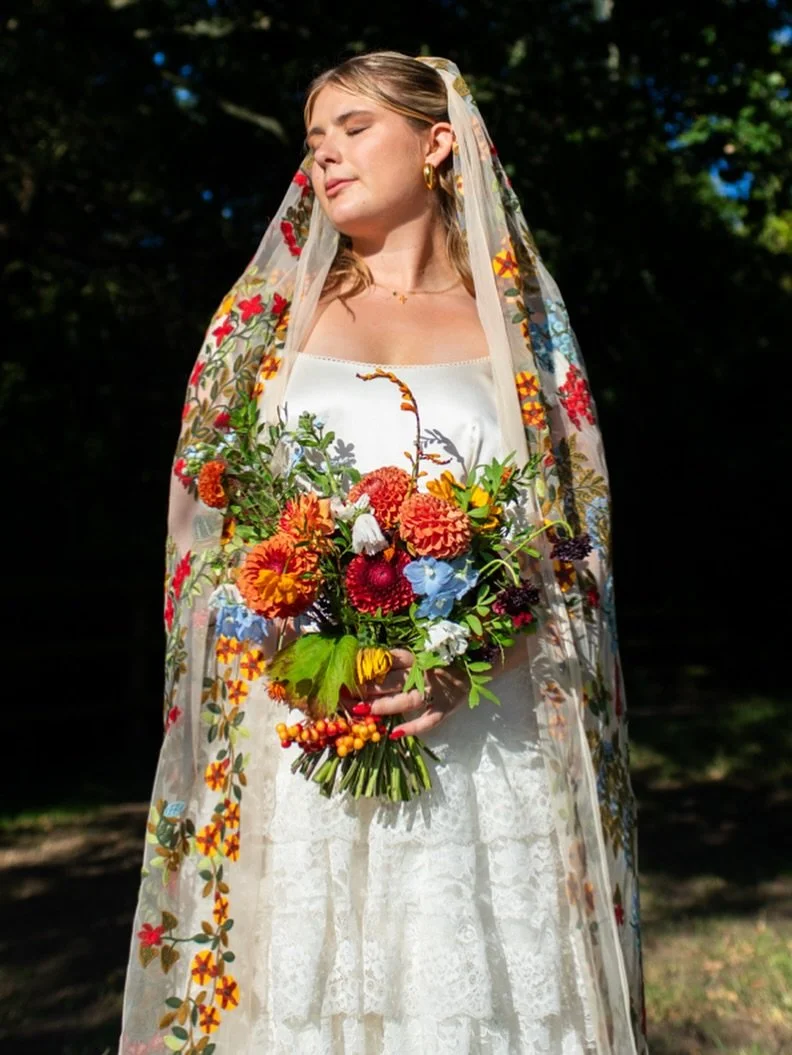 Had the absolute pleasure of making Sarah&rsquo;s bouquet a couple of weeks ago, how stunning is her veil?!
