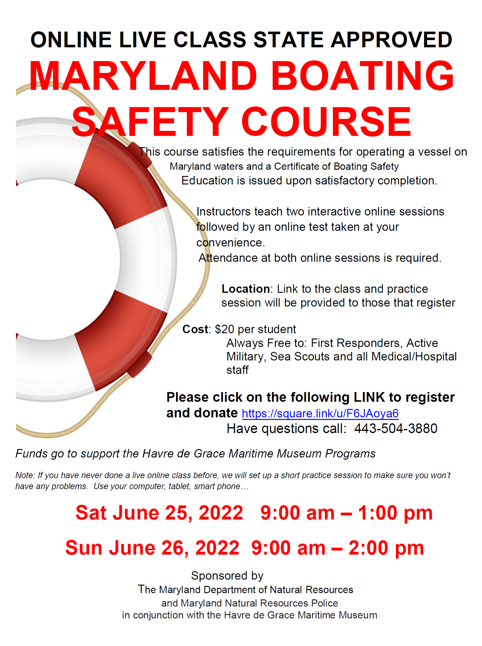Maryland Boating Safety Course — Havre de Grace Maritime Museum