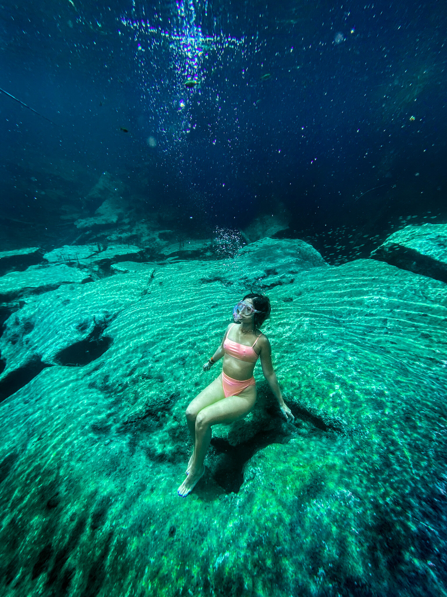 Cenote Esmeralda Free Diving Underwater Photography