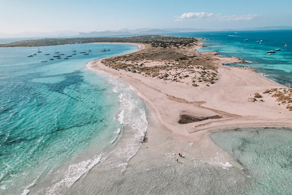 Espalmador beach drone photography